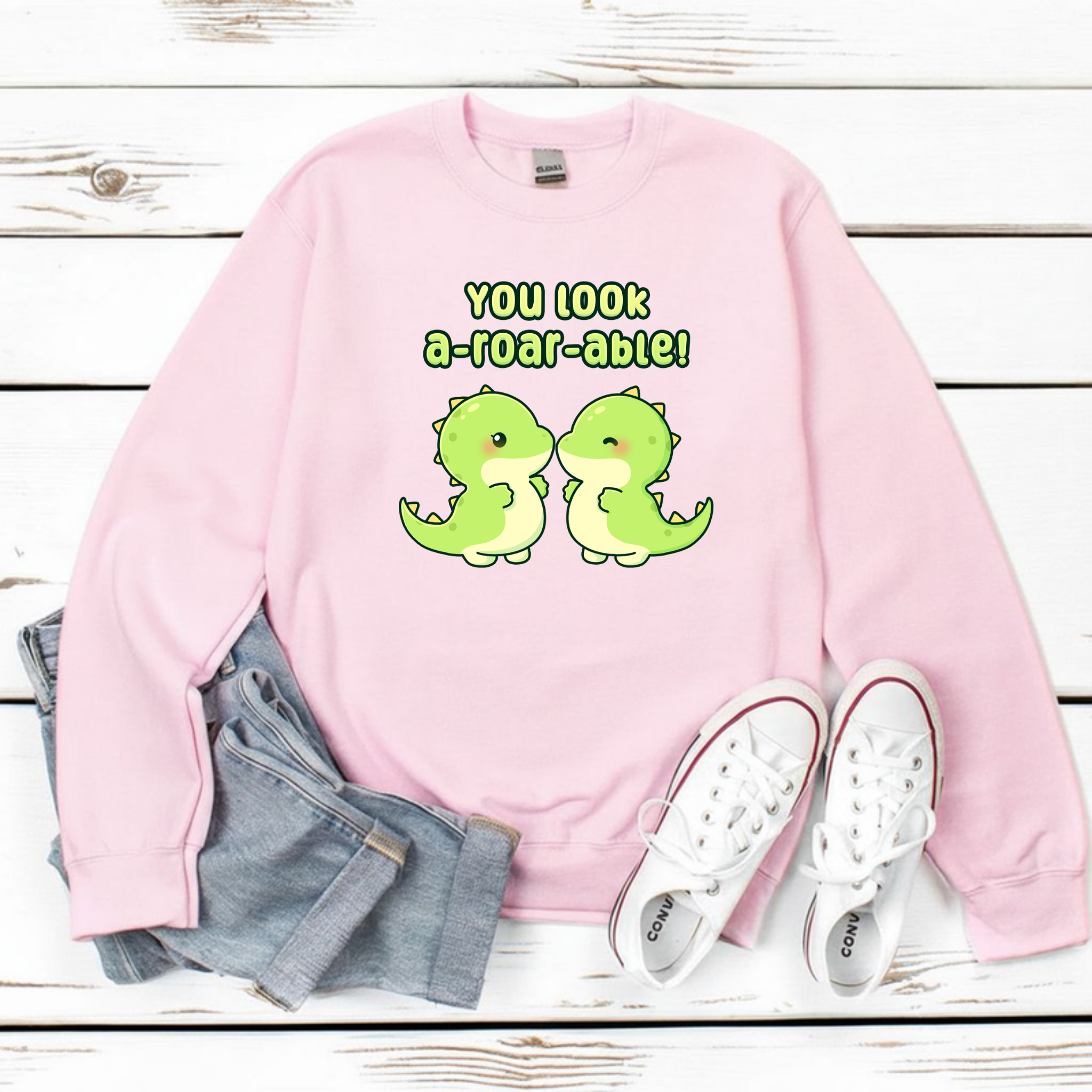 You Look A-Roar-Able! Dinosaur Couple Sweatshirt