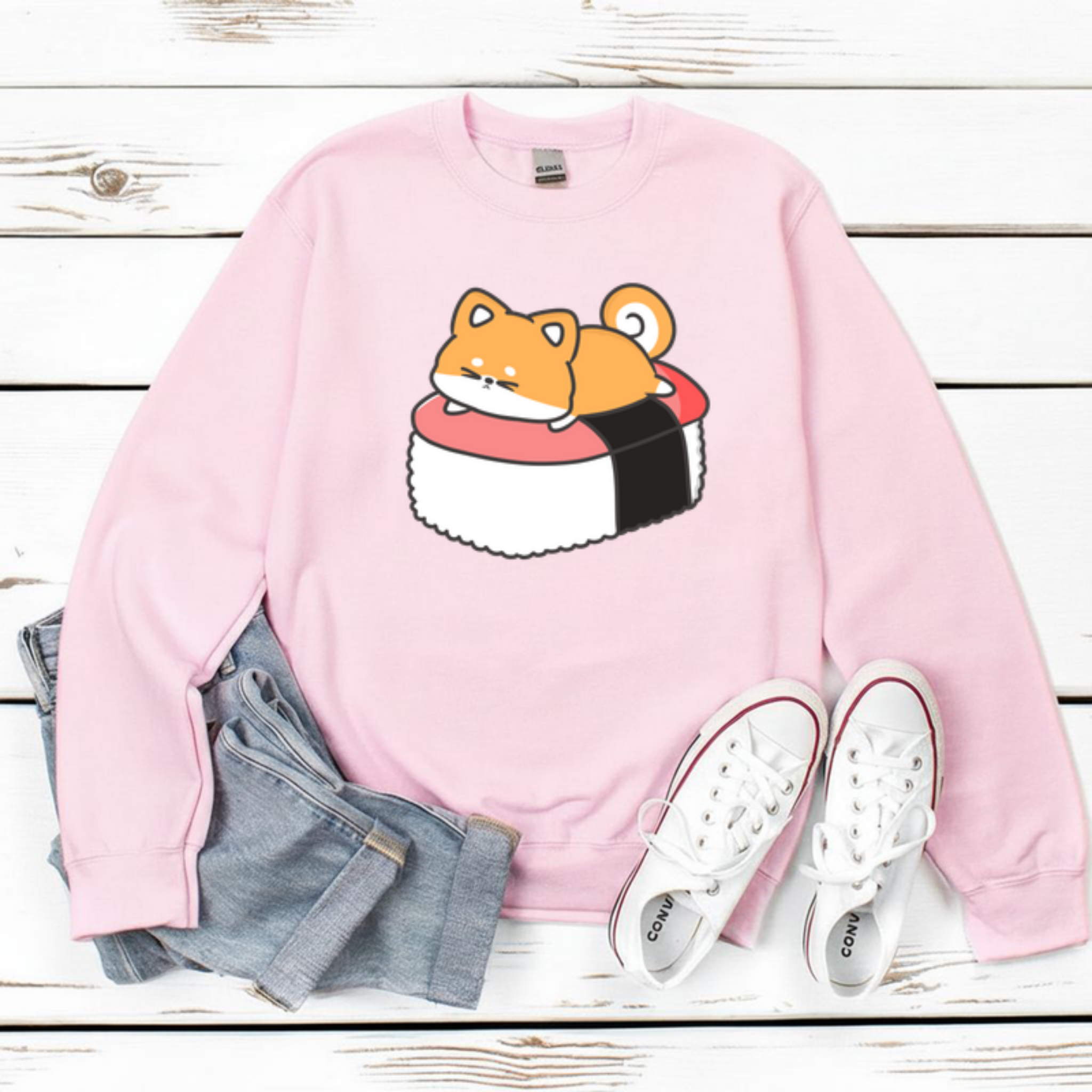Puppy on Sushi Bed Sweatshirt