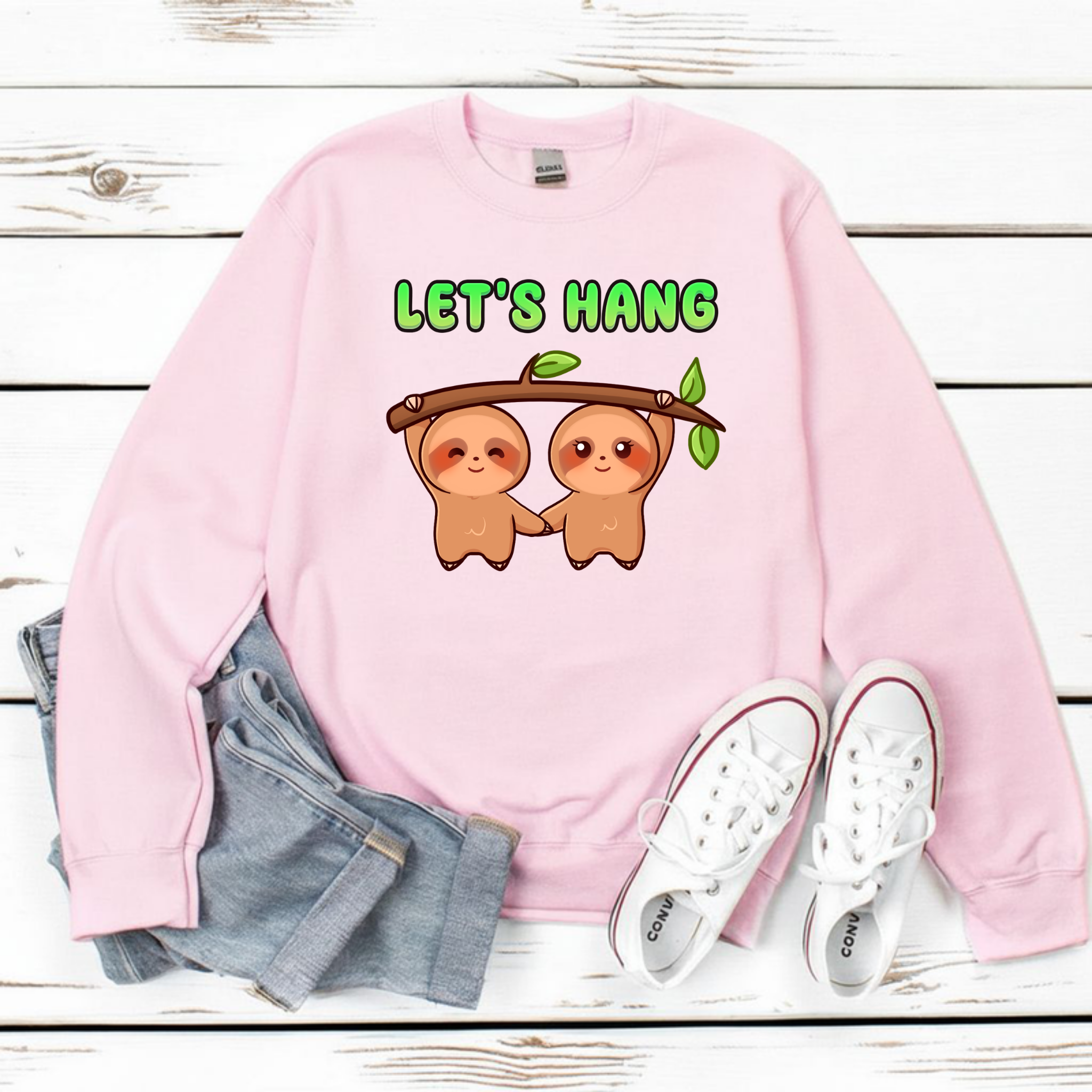 Let's Hang Sloth Couple Sweatshirt