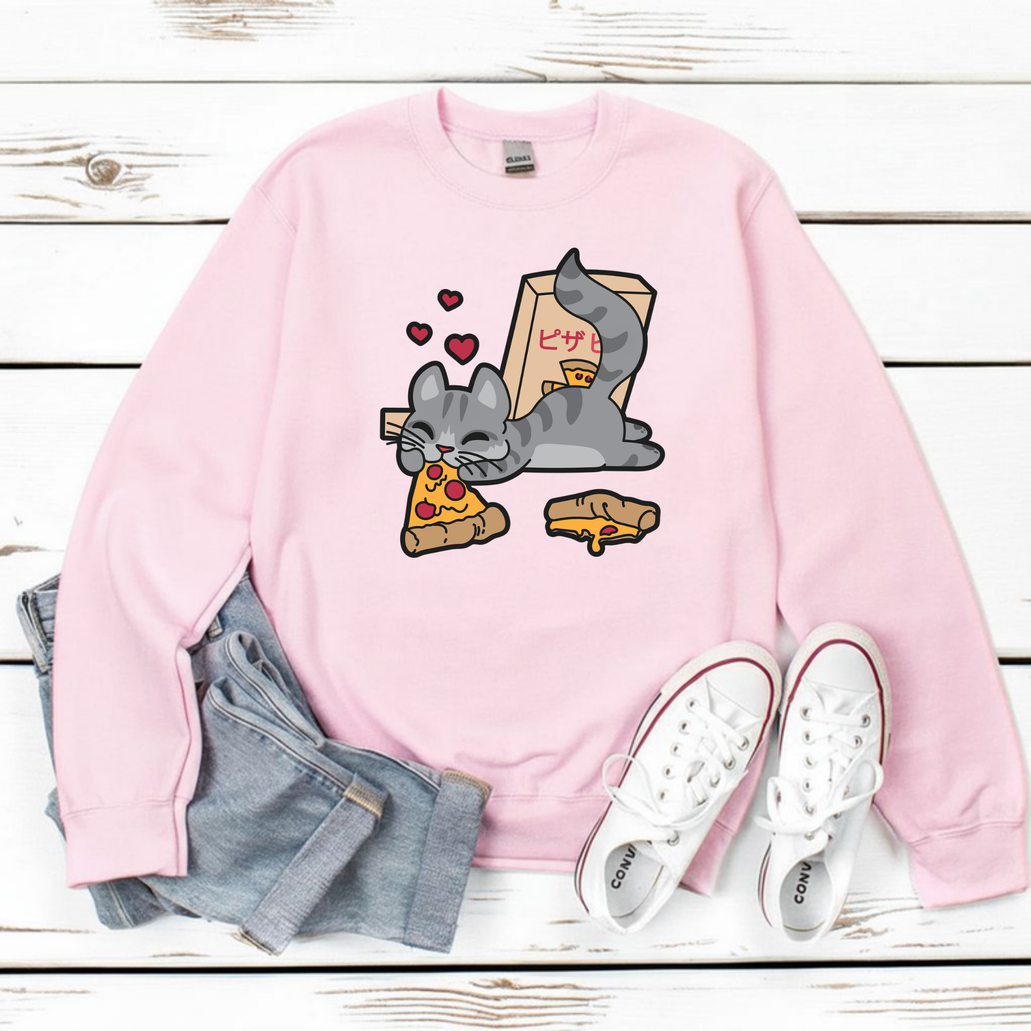 Cat Eating Pizza Sweatshirt