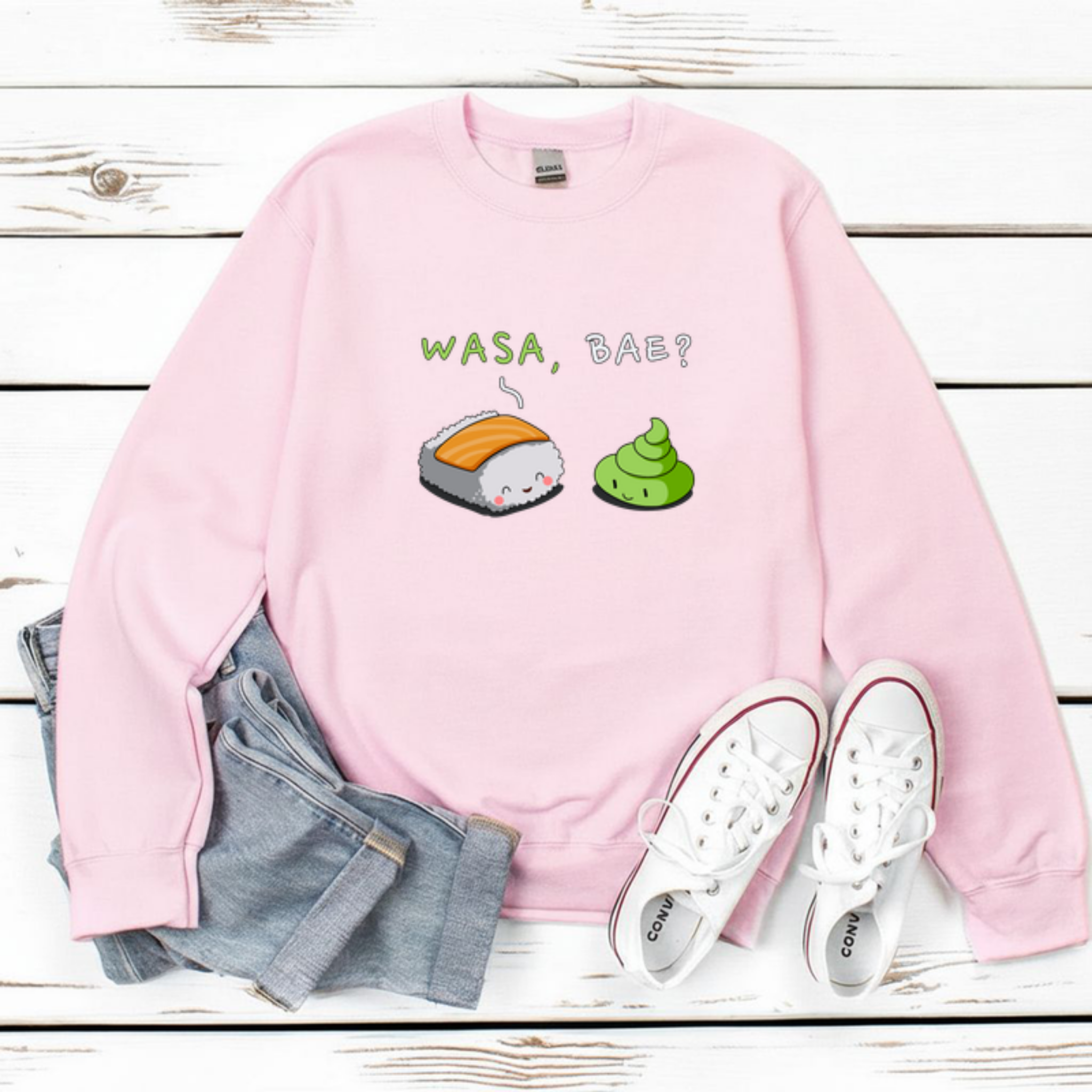 Wasa, Bae? Sushi and Wasabi Couple Sweatshirt