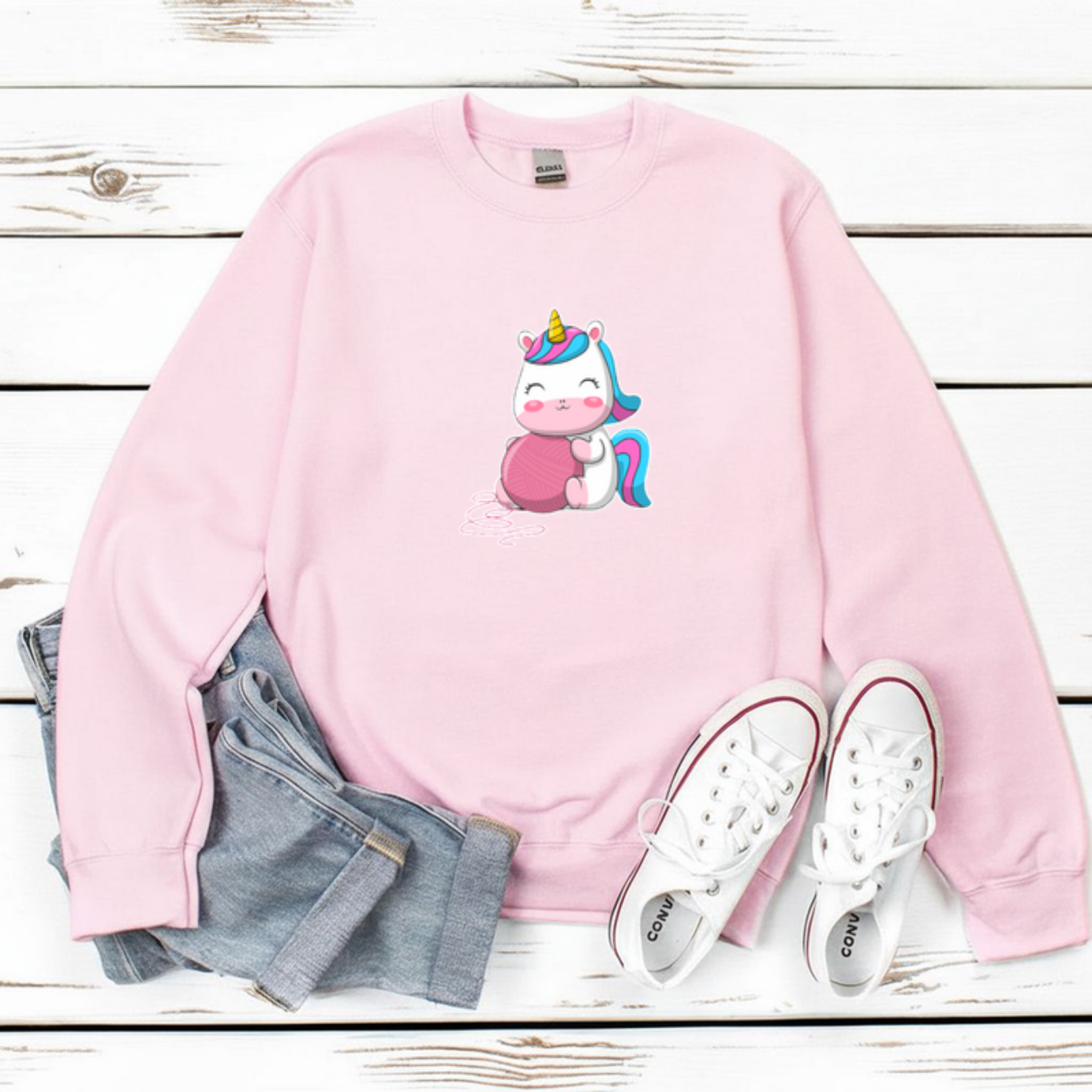 Rainbow Baby Unicorn with Yarn Sweatshirt
