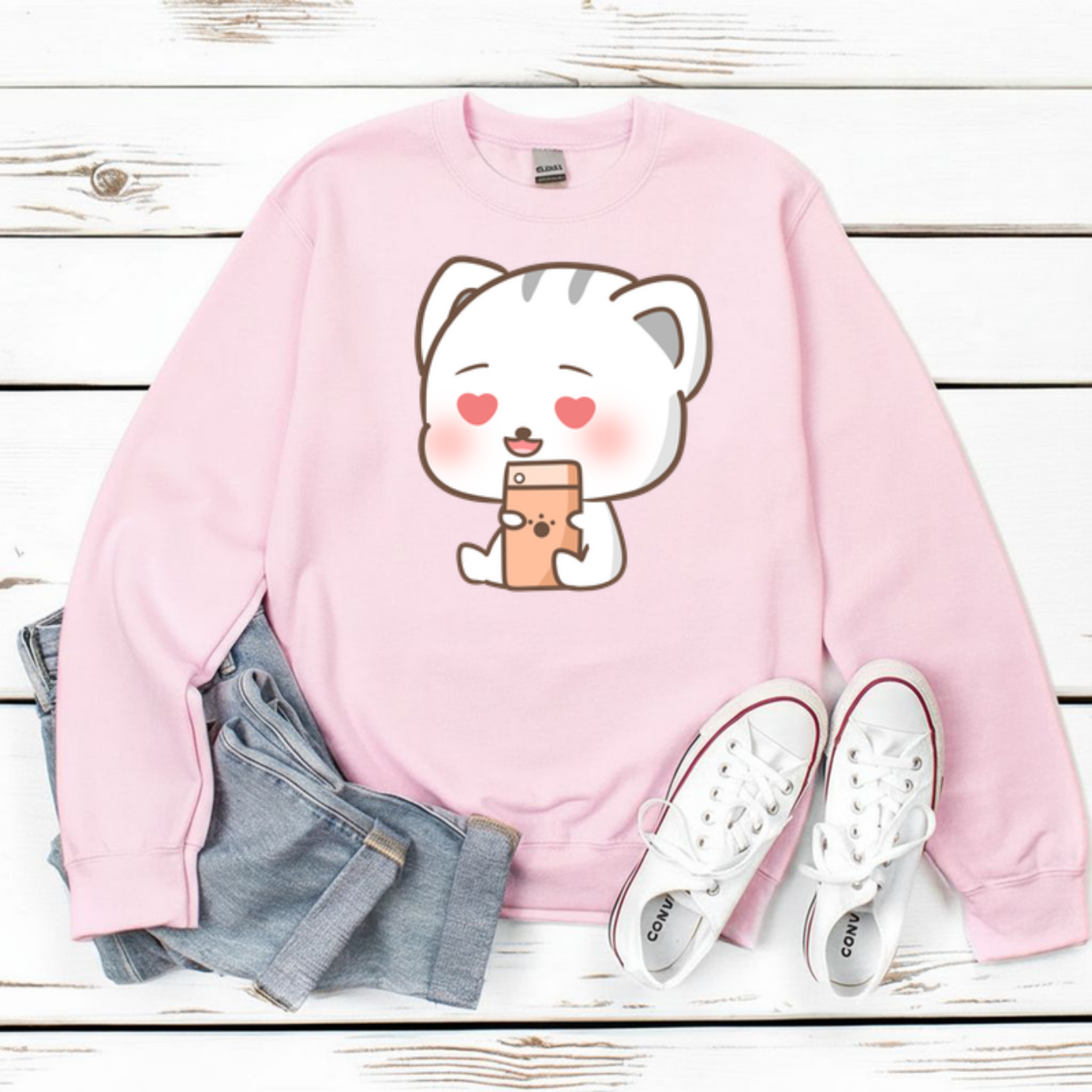 Texting in Love Kitten Sweatshirt
