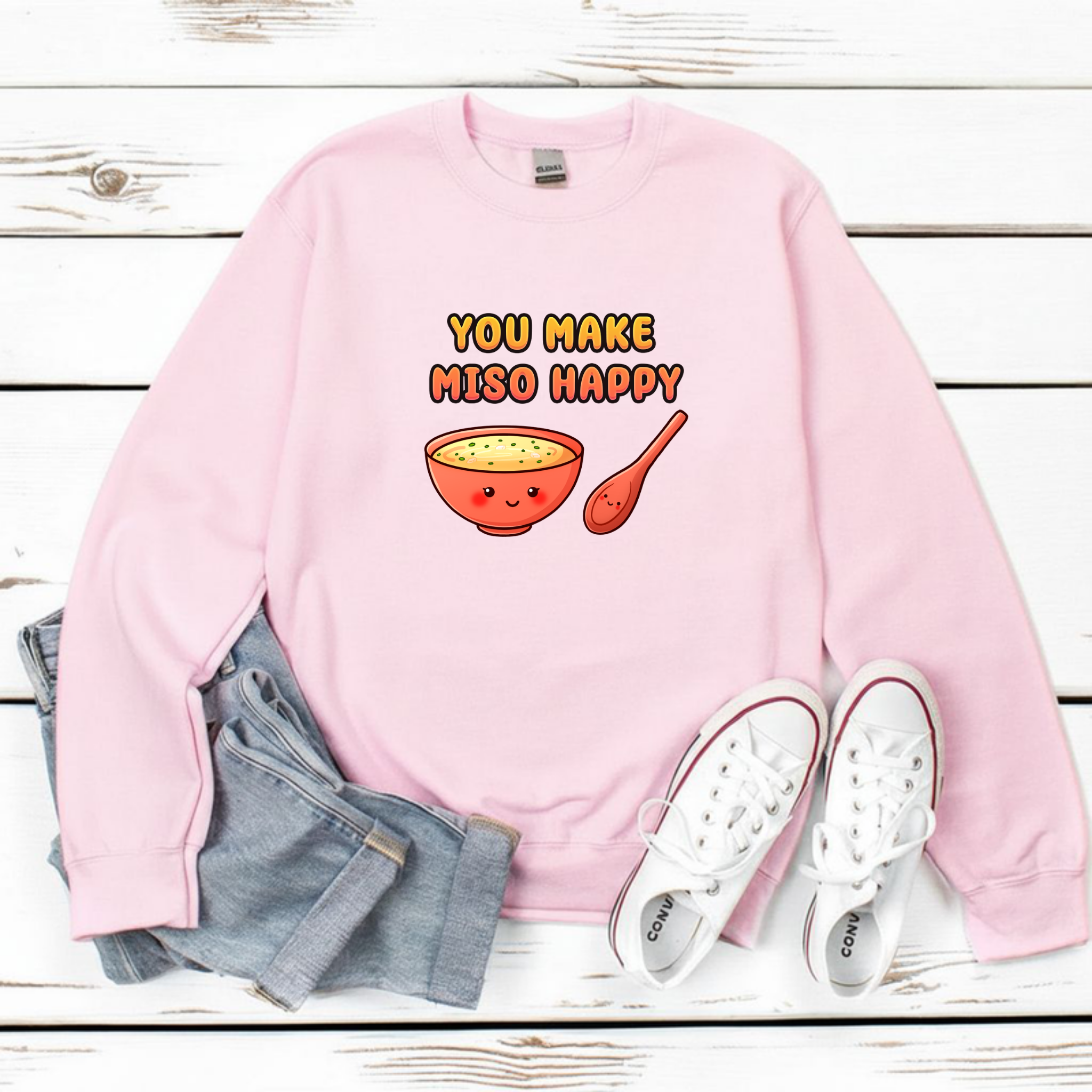 You Make Miso Happy Miso Soup and Spoon Couple Sweatshirt