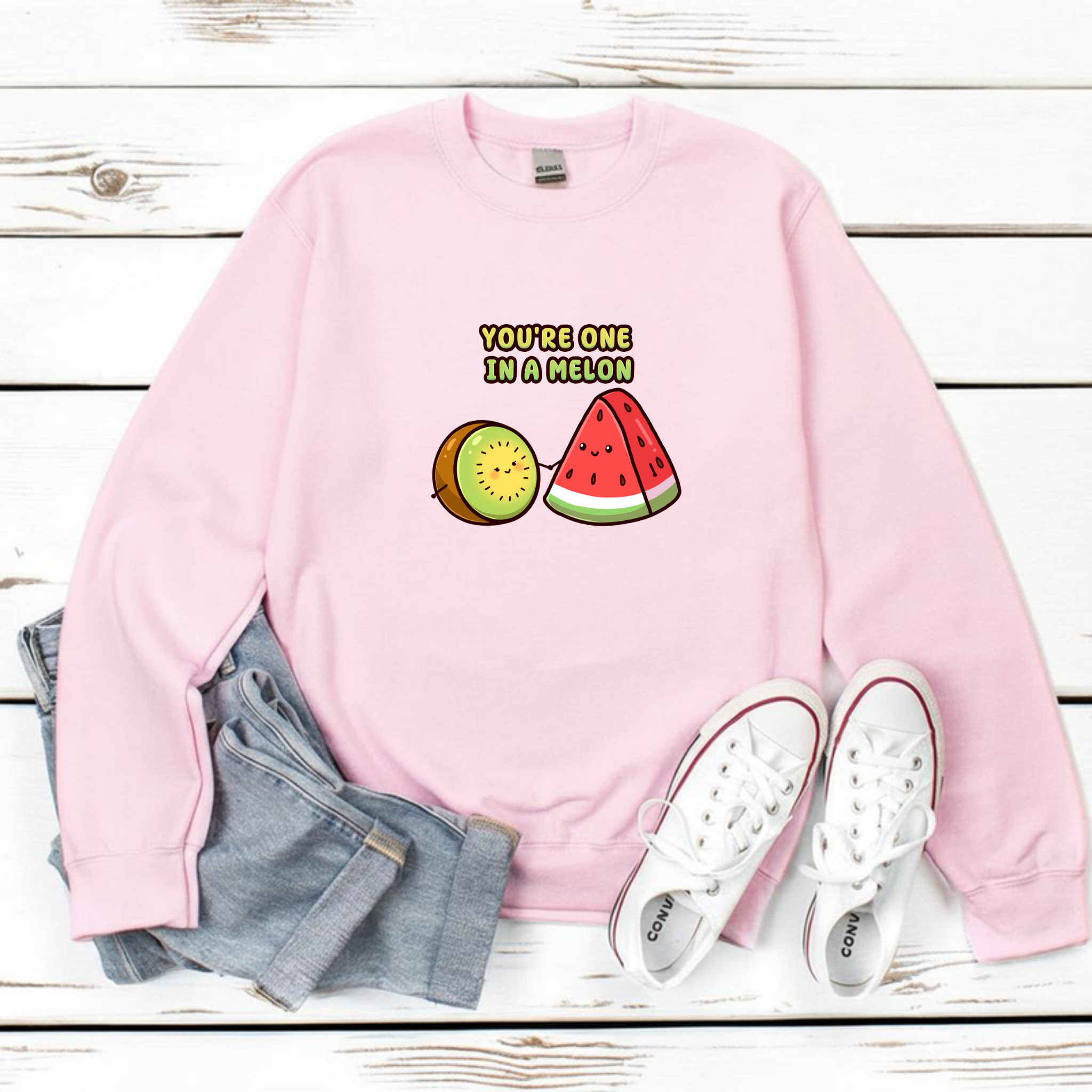 You're One in a Melon Kiwi and Watermelon Couple Sweatshirt