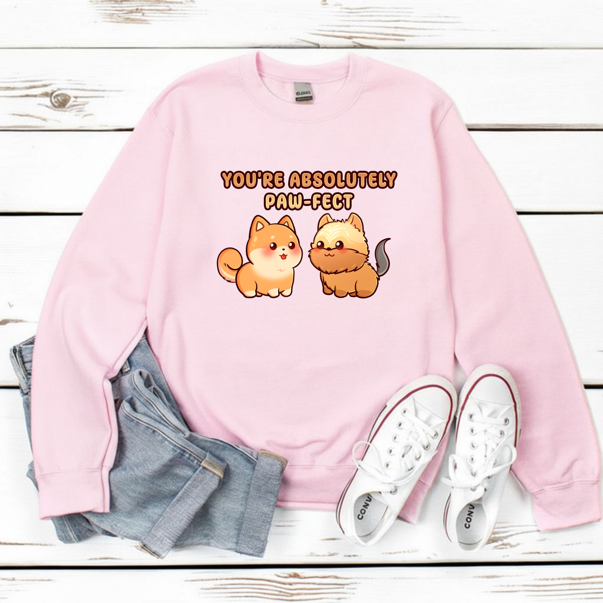 You're Absolutely Paw-fect Dog Couple - Shiba Inu & Yorkshire Terrier Sweatshirt