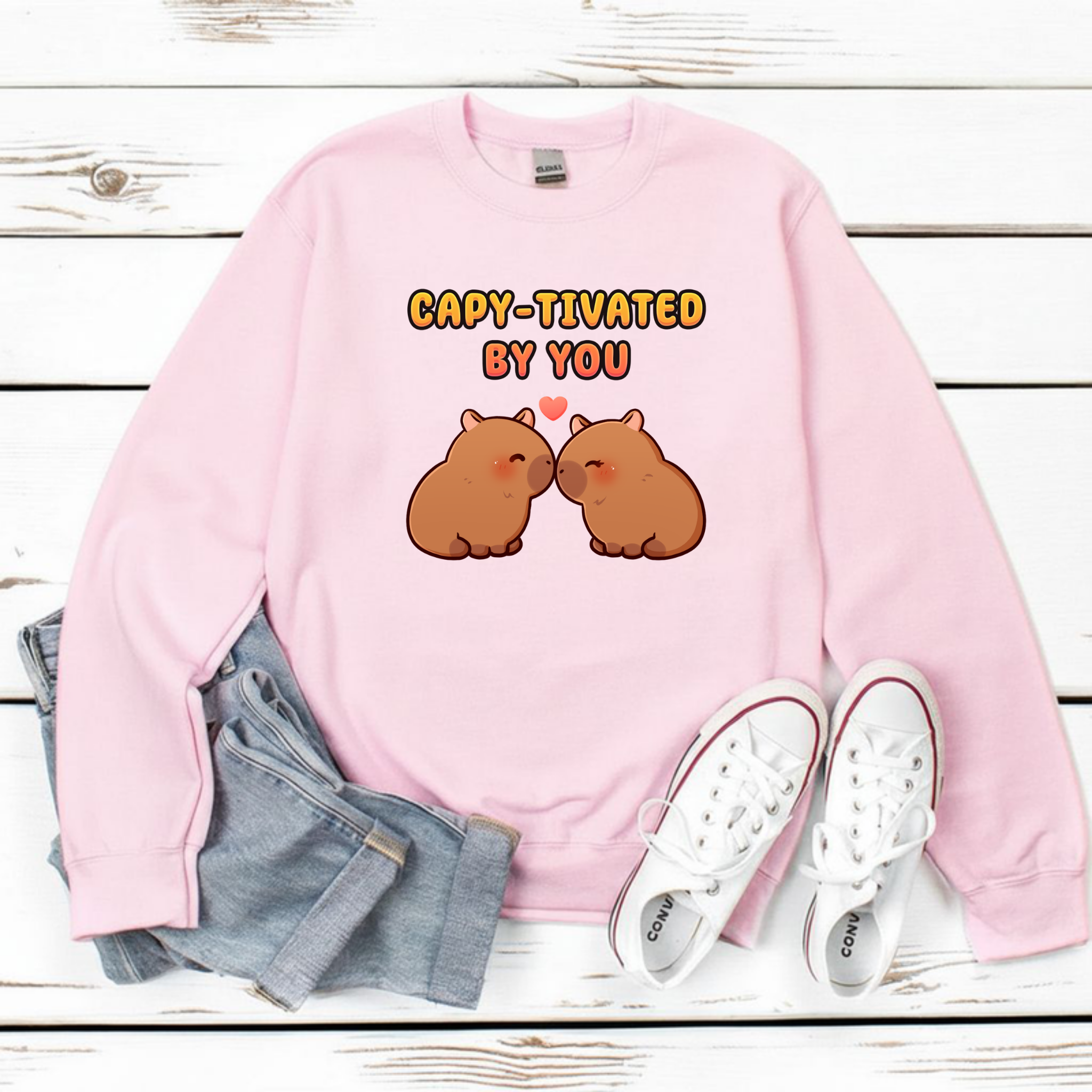 Capy-tivated by You Capybara Couple Sweatshirt