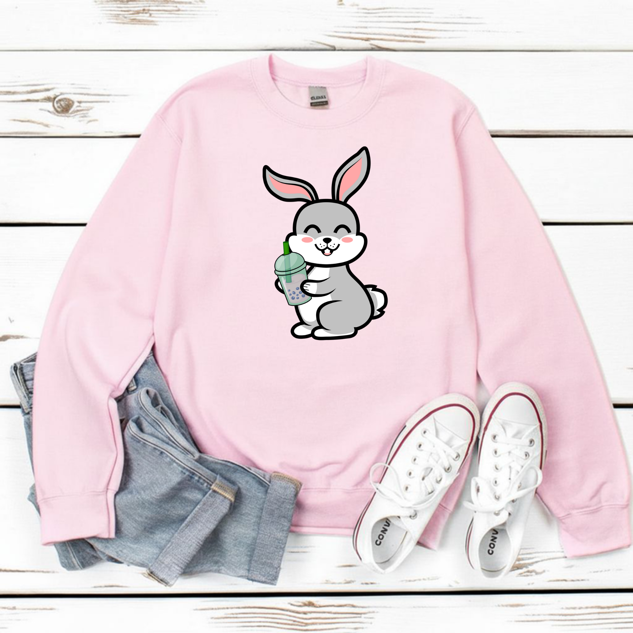 Bunny Rabbit Drinking Boba Sweatshirt