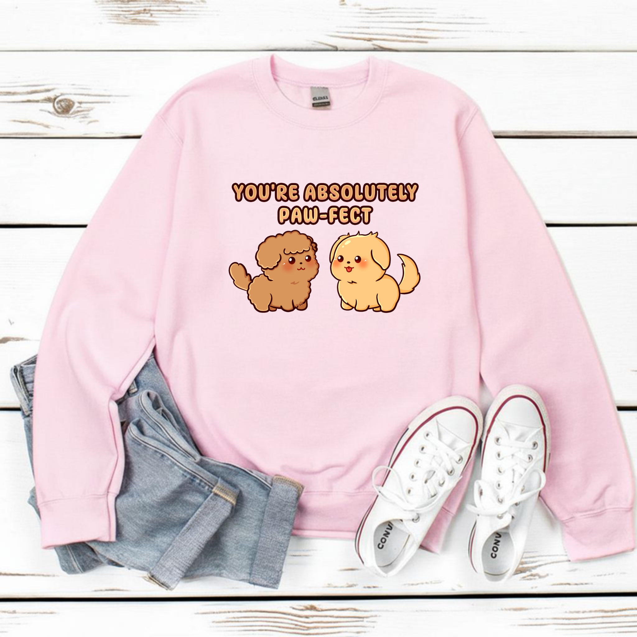 You're Absolutely Paw-Fect Dog Couple - Poodle & Golden Retriever Sweatshirt