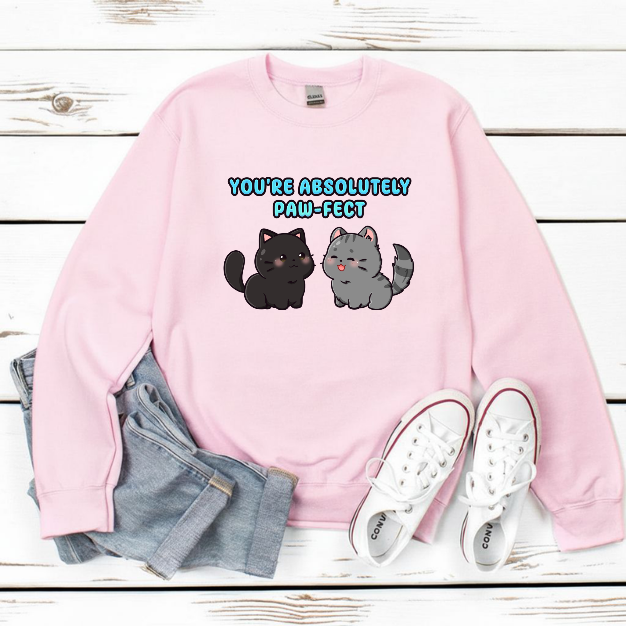 You're Absolutely Paw-Fect Cat Couple Sweatshirt