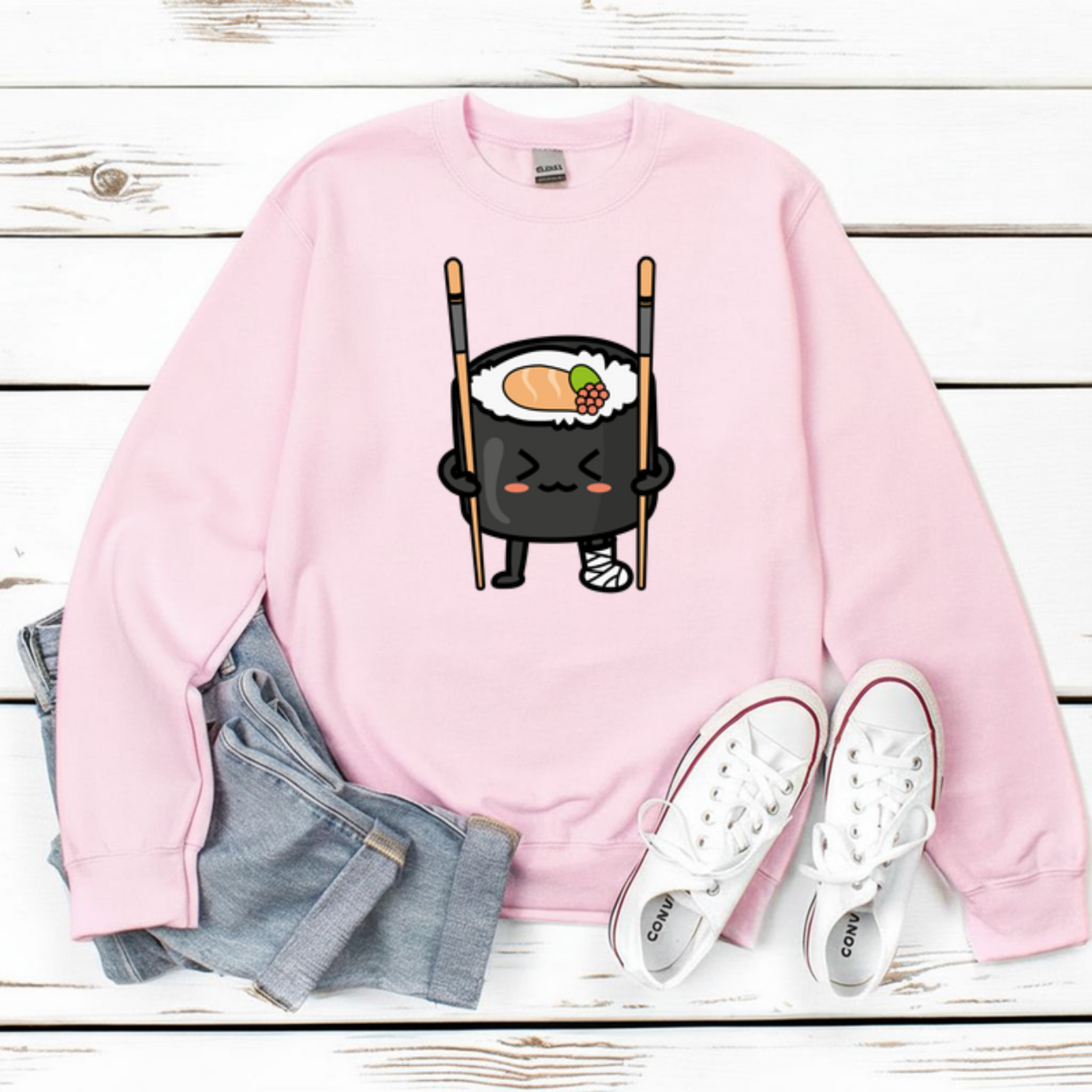 Sushi on Chopstick Crutches Sweatshirt