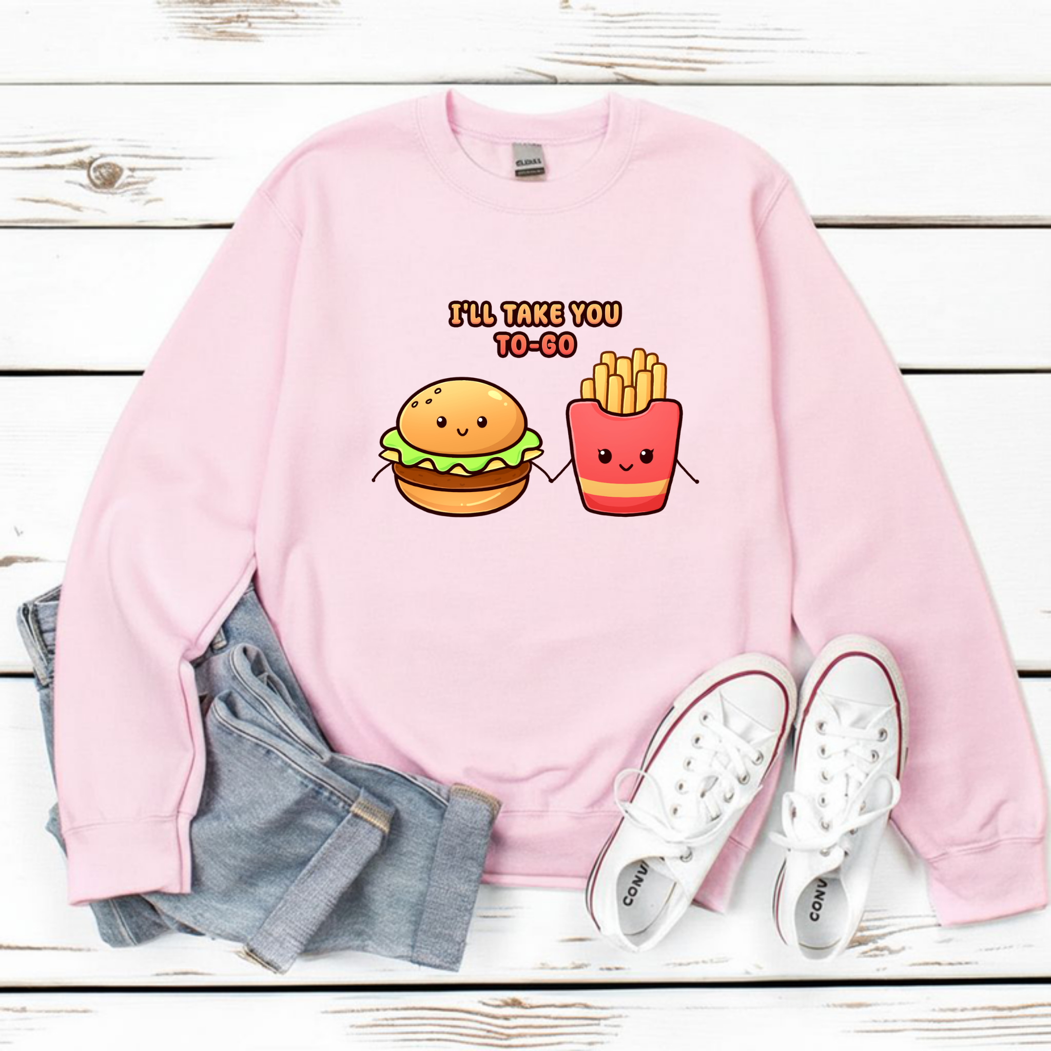 I'll Take You To-Go Burger and Fries Couple Sweatshirt