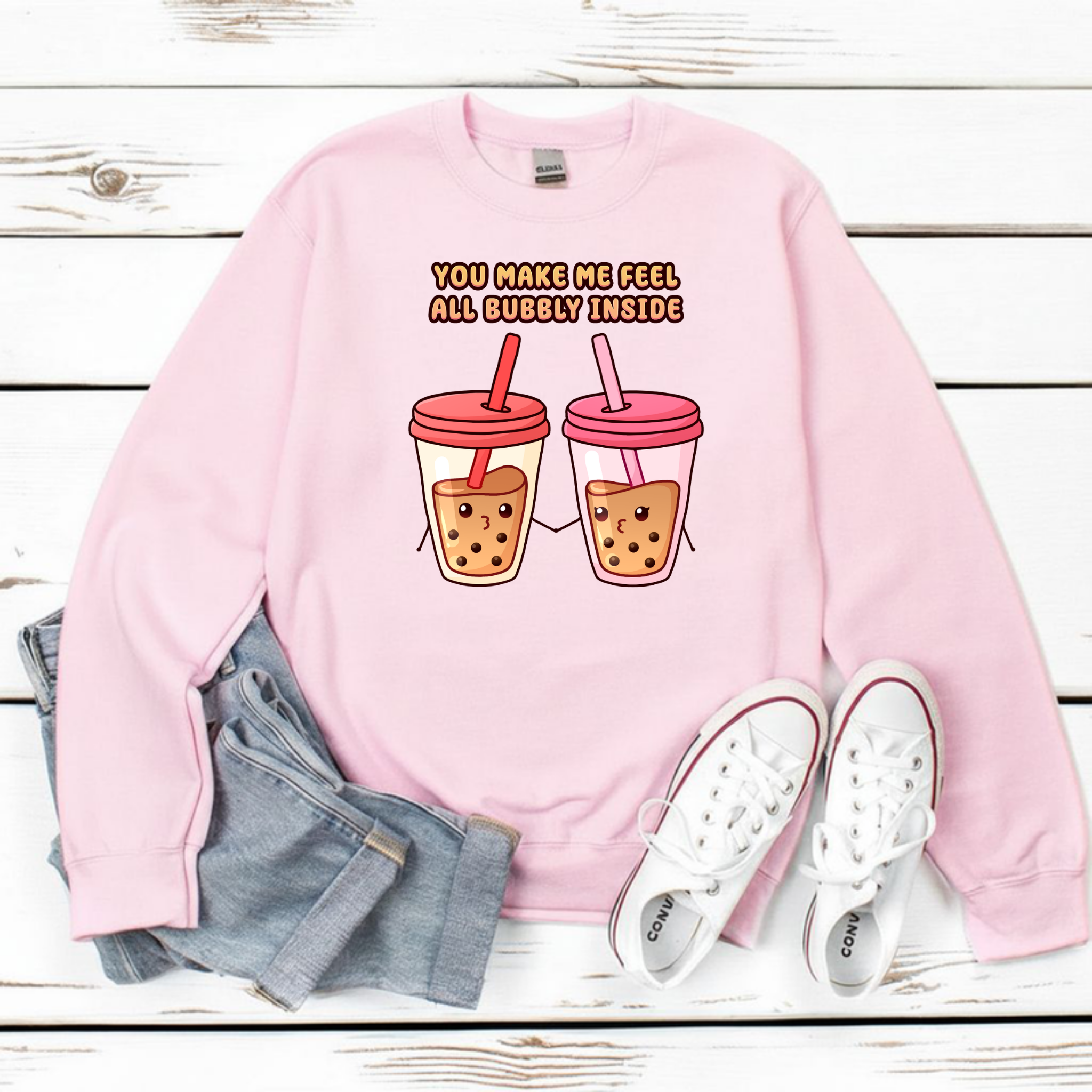 You Make Me Feel All Bubbly Inside Boba Tea Couple Sweatshirt