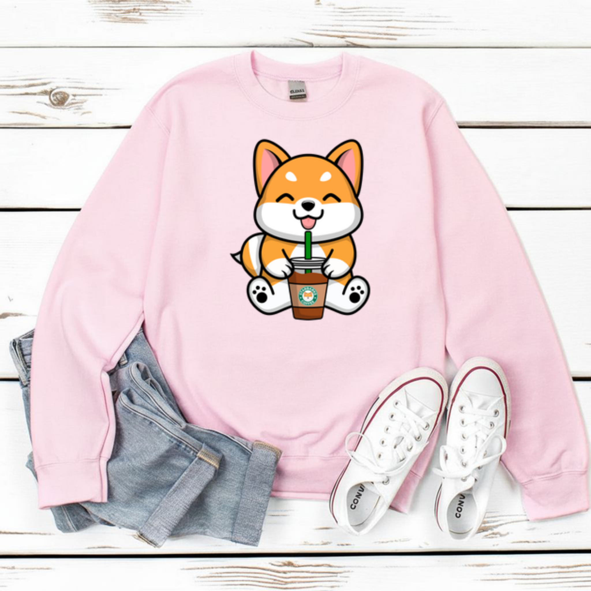 Puppy with Coffee Sweatshirt