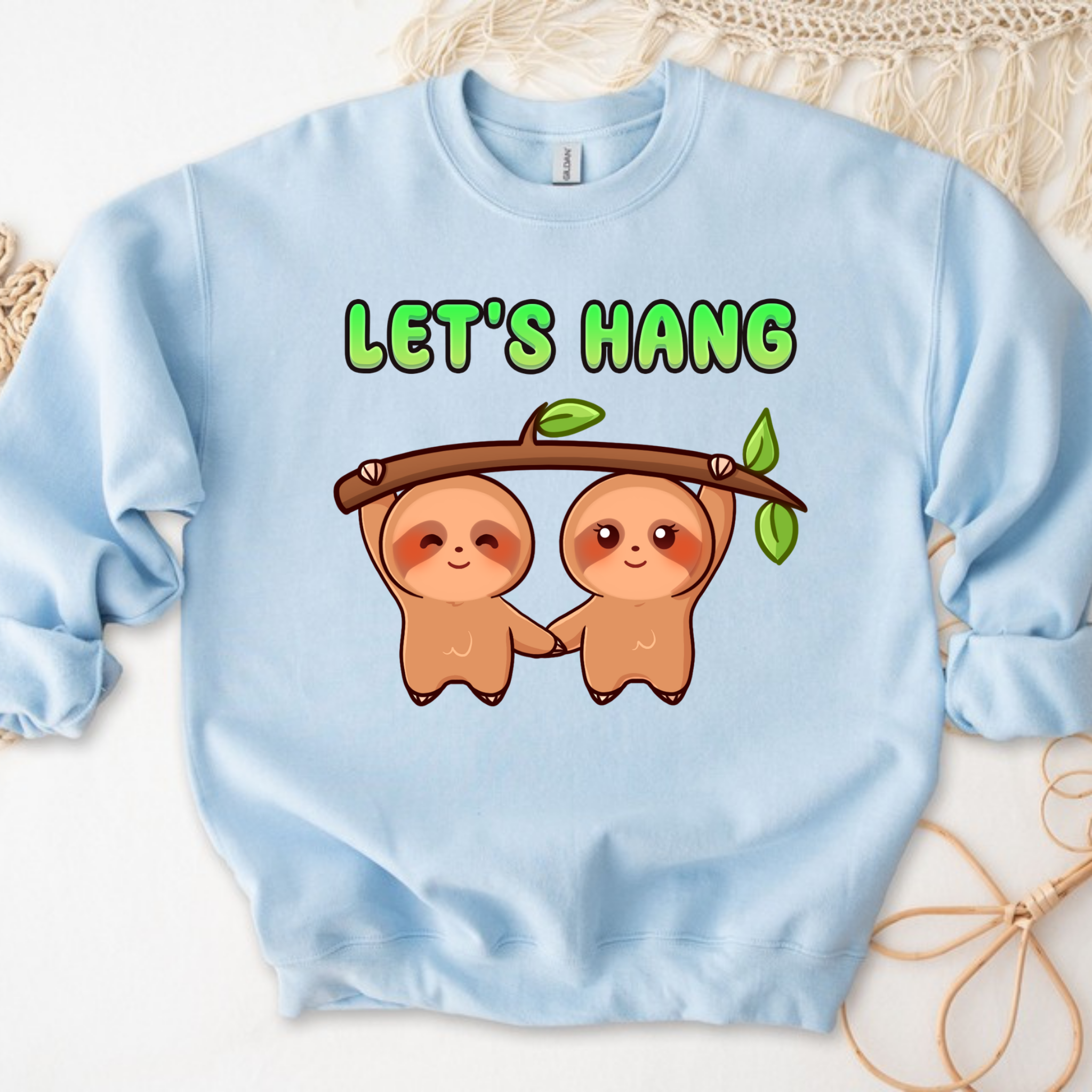 Let's Hang Sloth Couple Sweatshirt