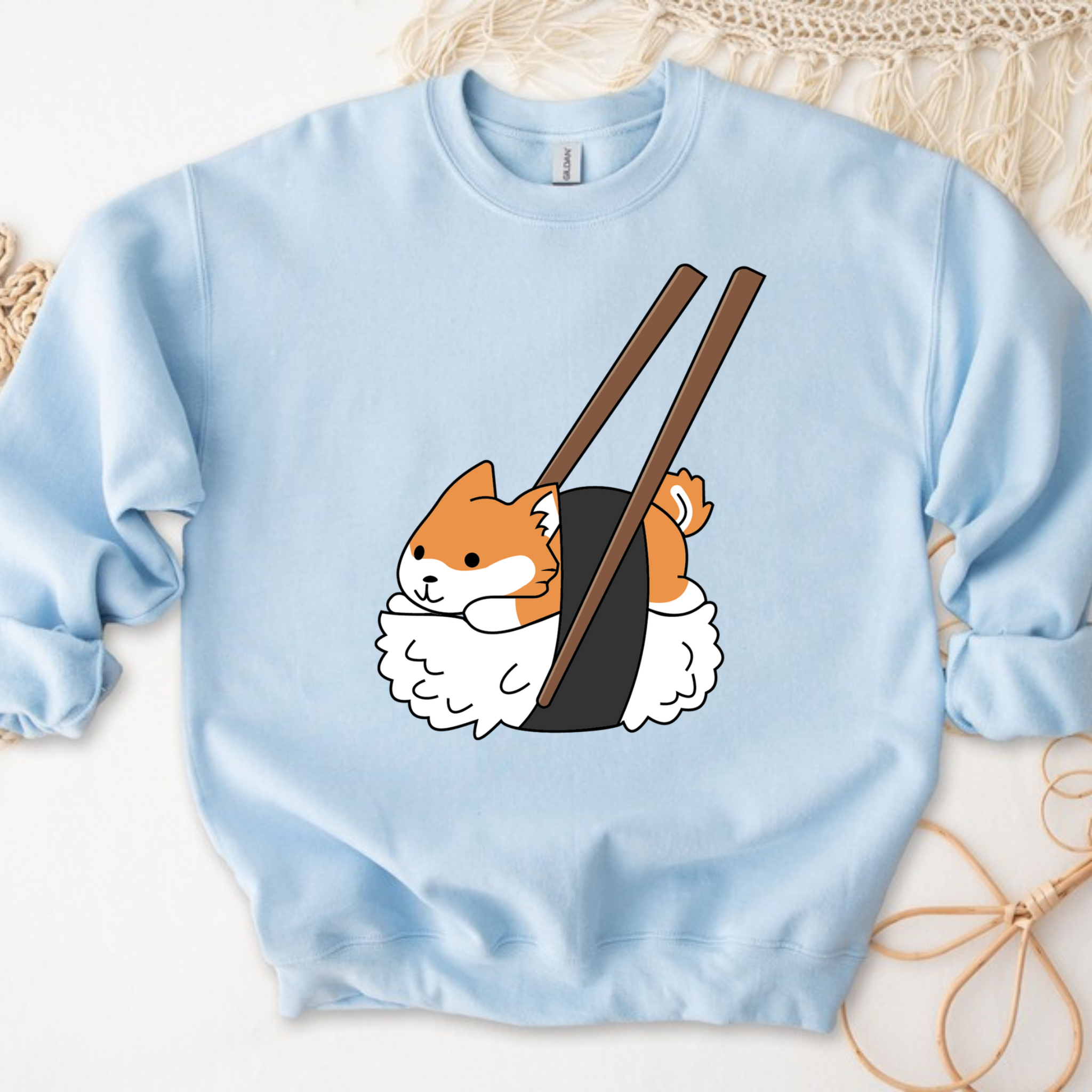 Shiba Inu Sushi with Chopsticks Sweatshirt