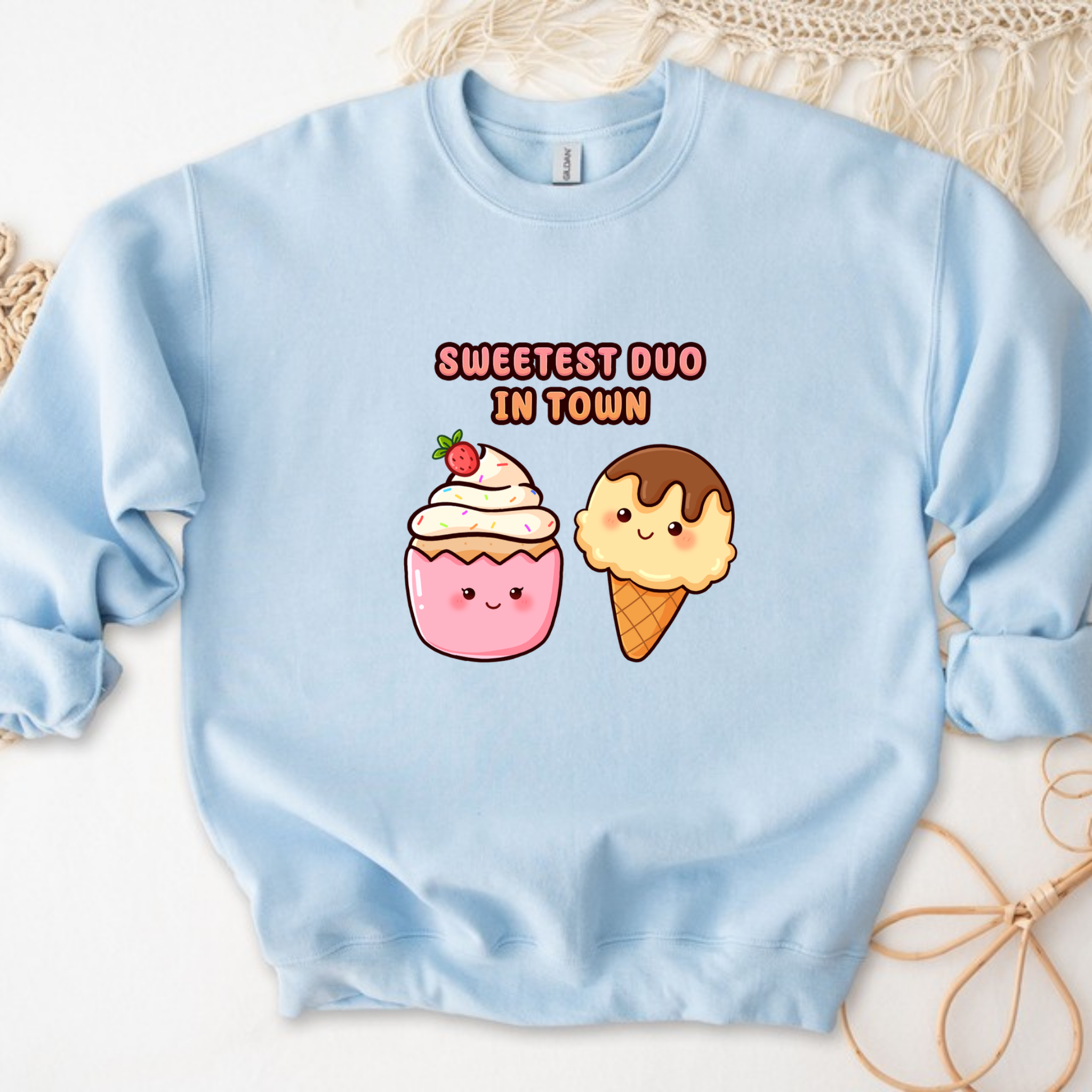 Sweetest Duo in Town Cupcake and Ice Cream Couple Sweatshirt