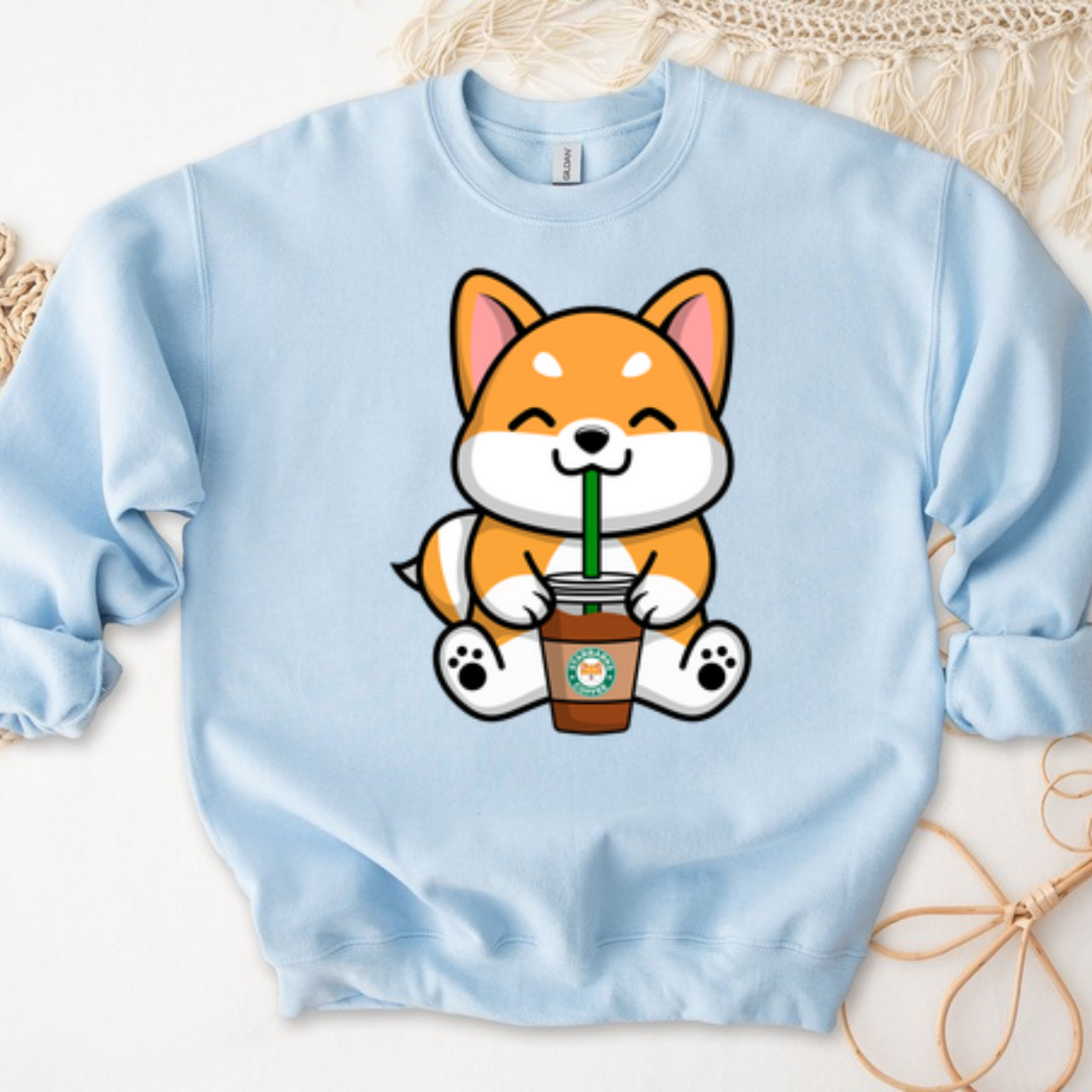 Puppy Drinking Coffee Sweatshirt