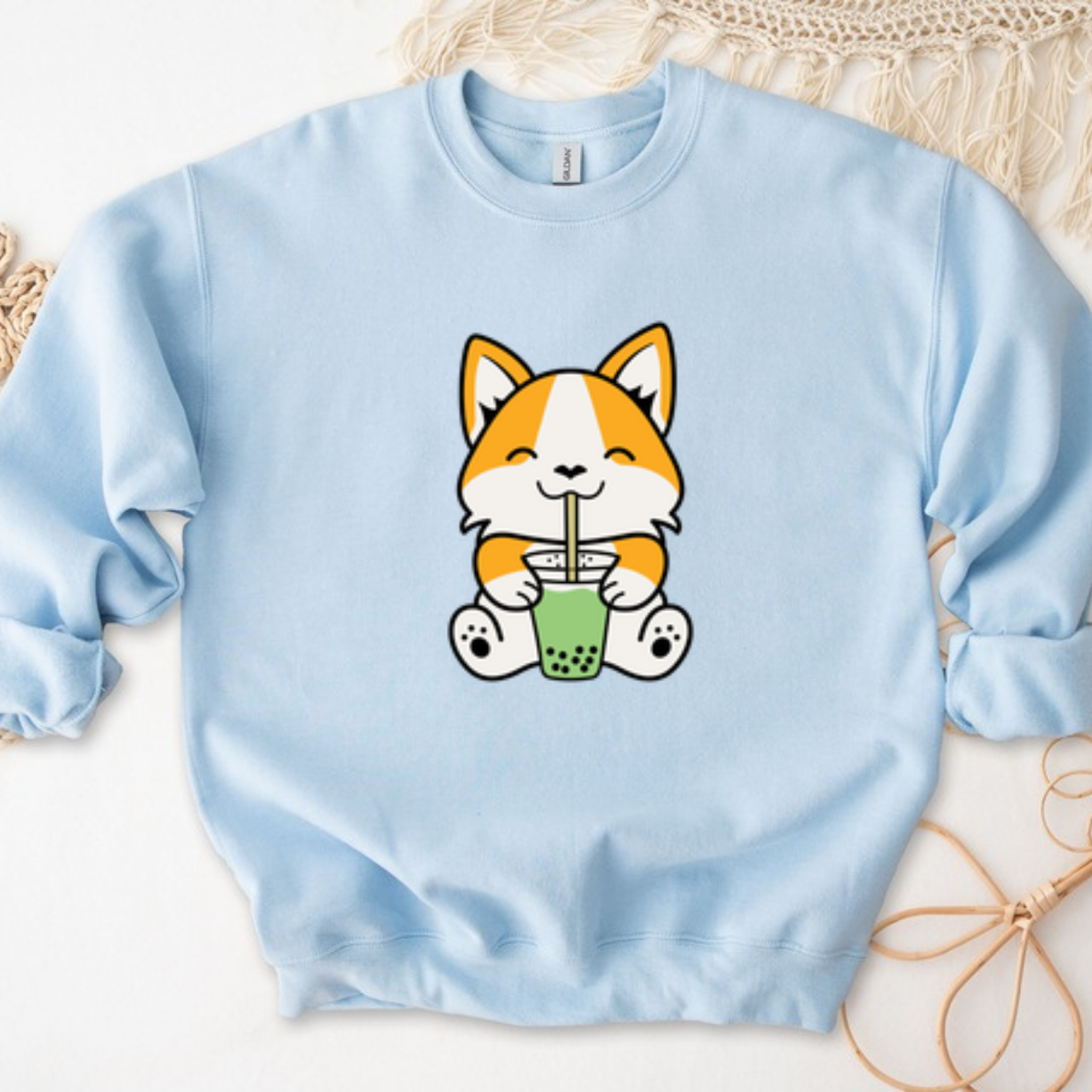 Dog Drinking Boba Tea Sweatshirt