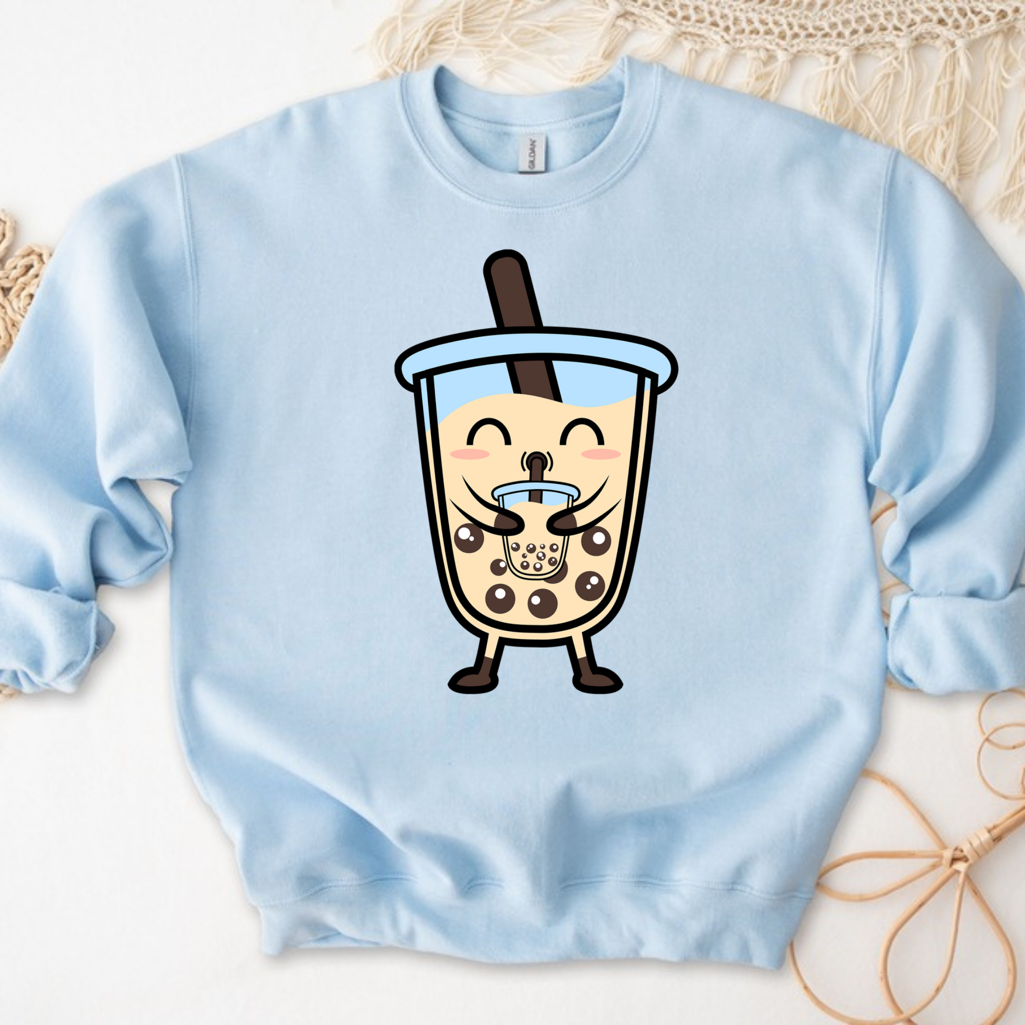 Boba Character Drinking Boba Tea Sweatshirt