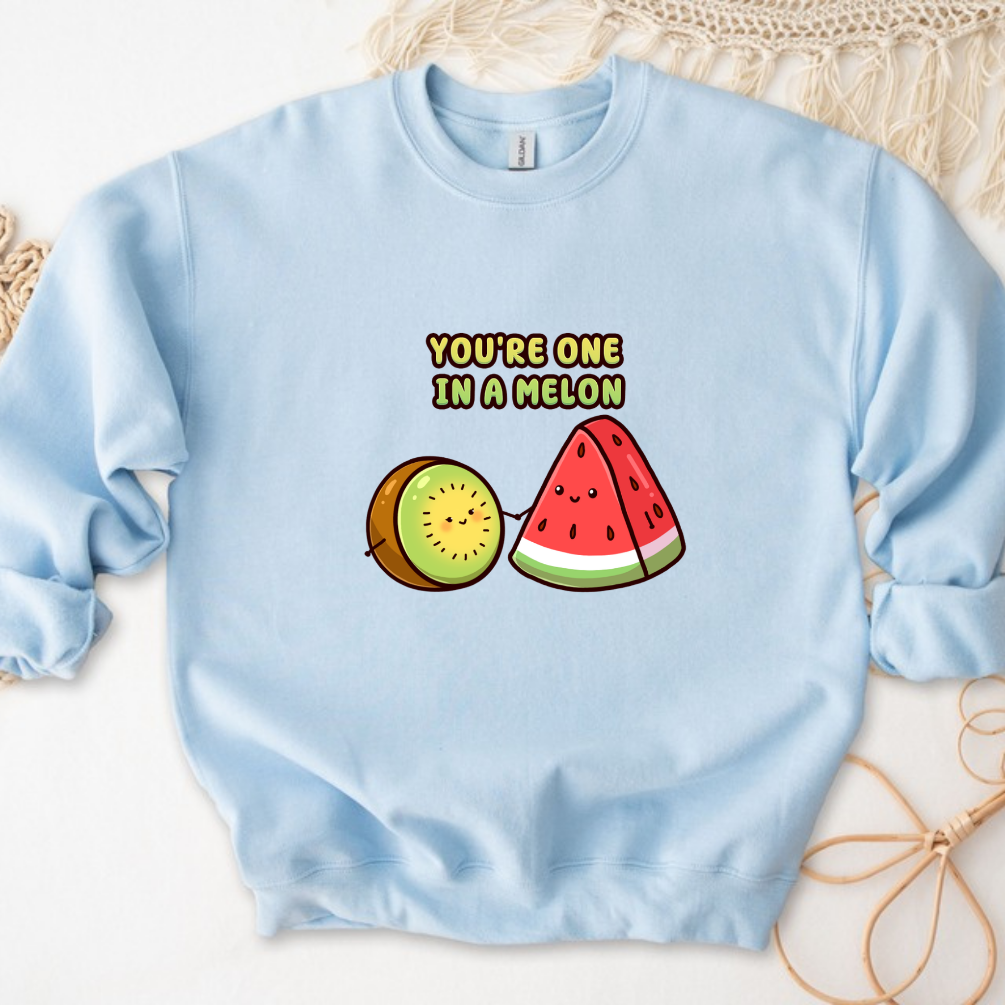 You're One in a Melon Kiwi and Watermelon Couple Sweatshirt