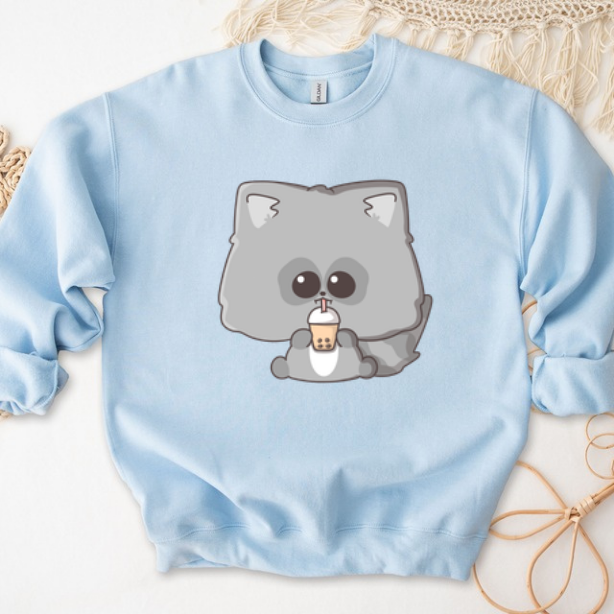 Raccoon Drinking Boba Tea Sweatshirt