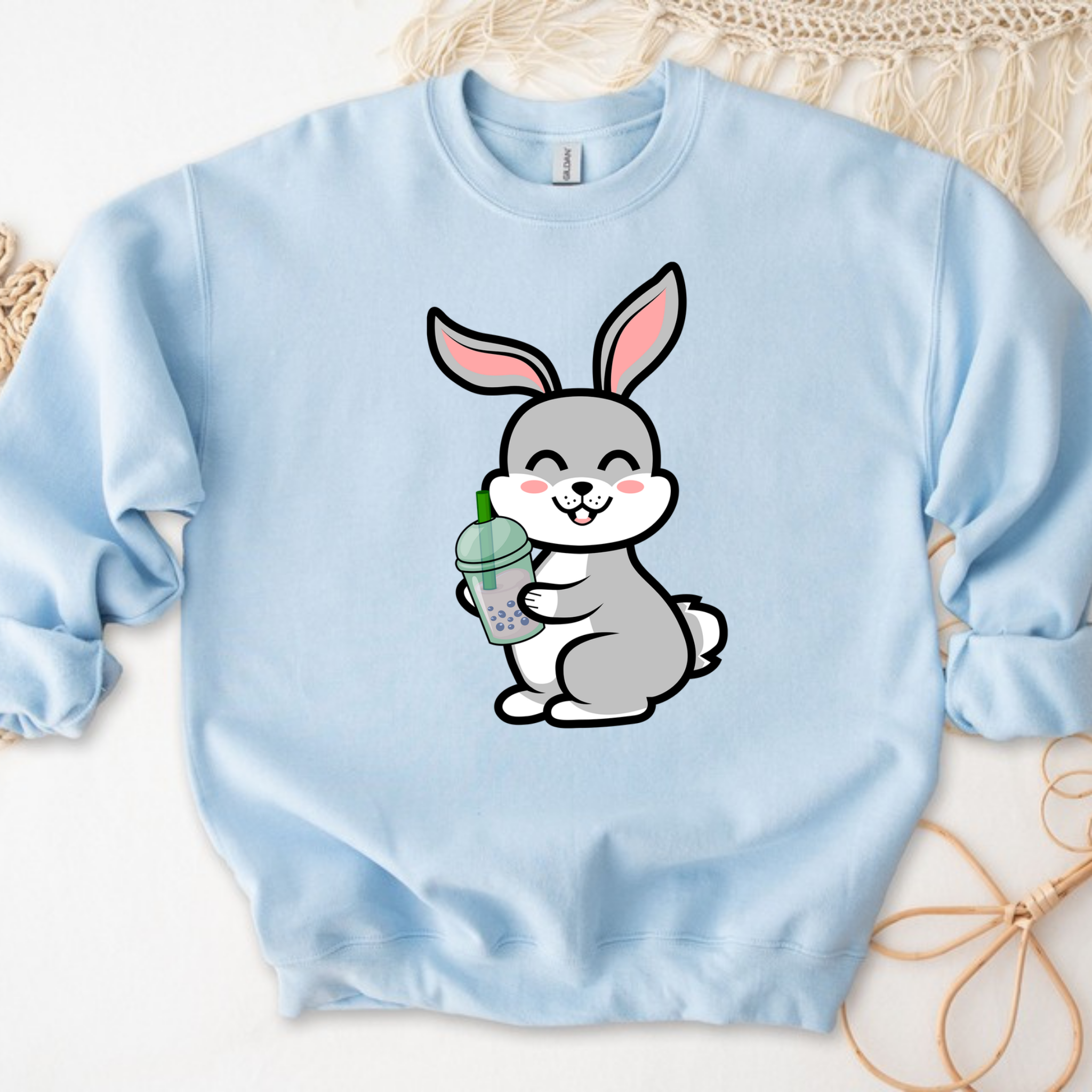 Bunny Rabbit Drinking Boba Sweatshirt