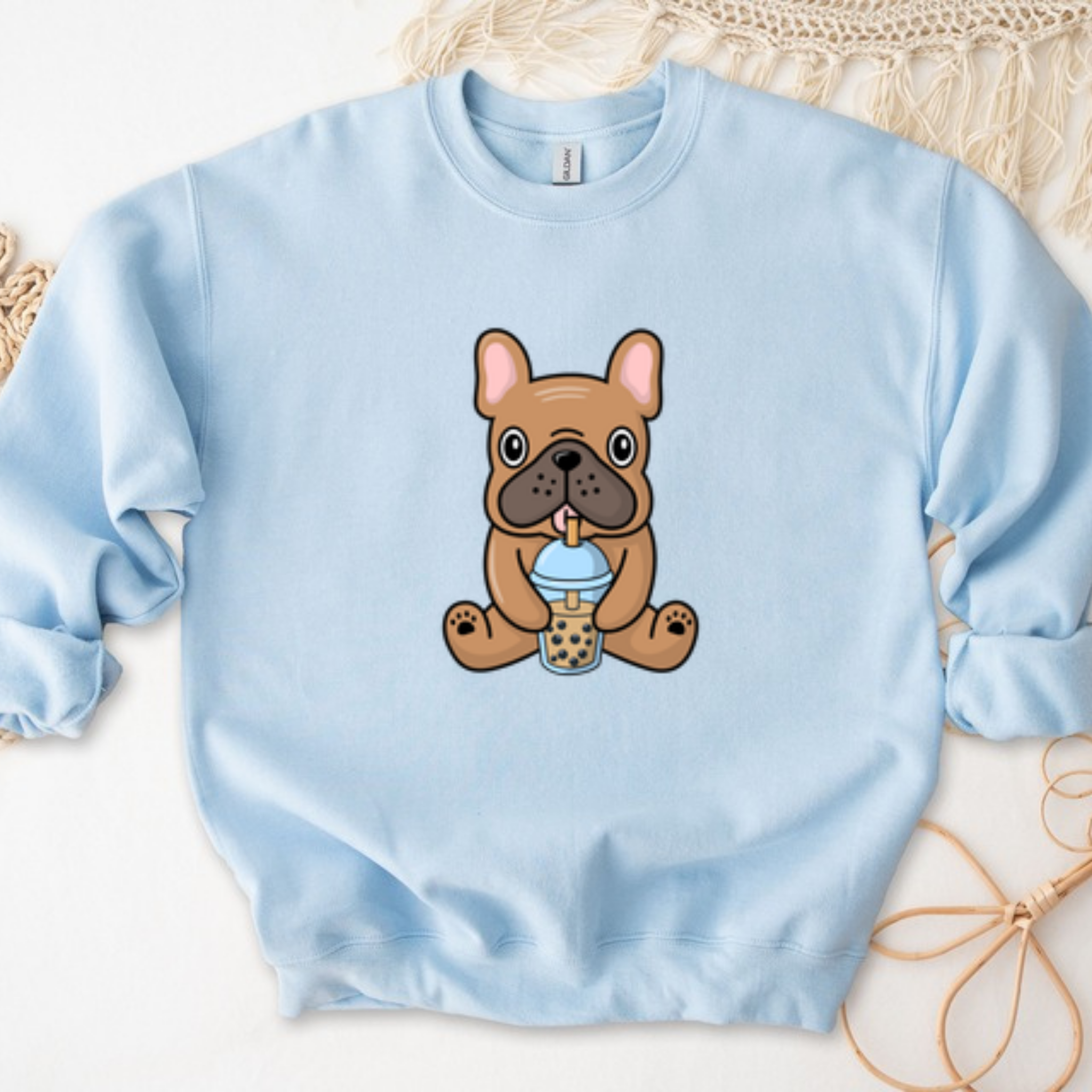 French Bulldog Drinking Boba Sweatshirt