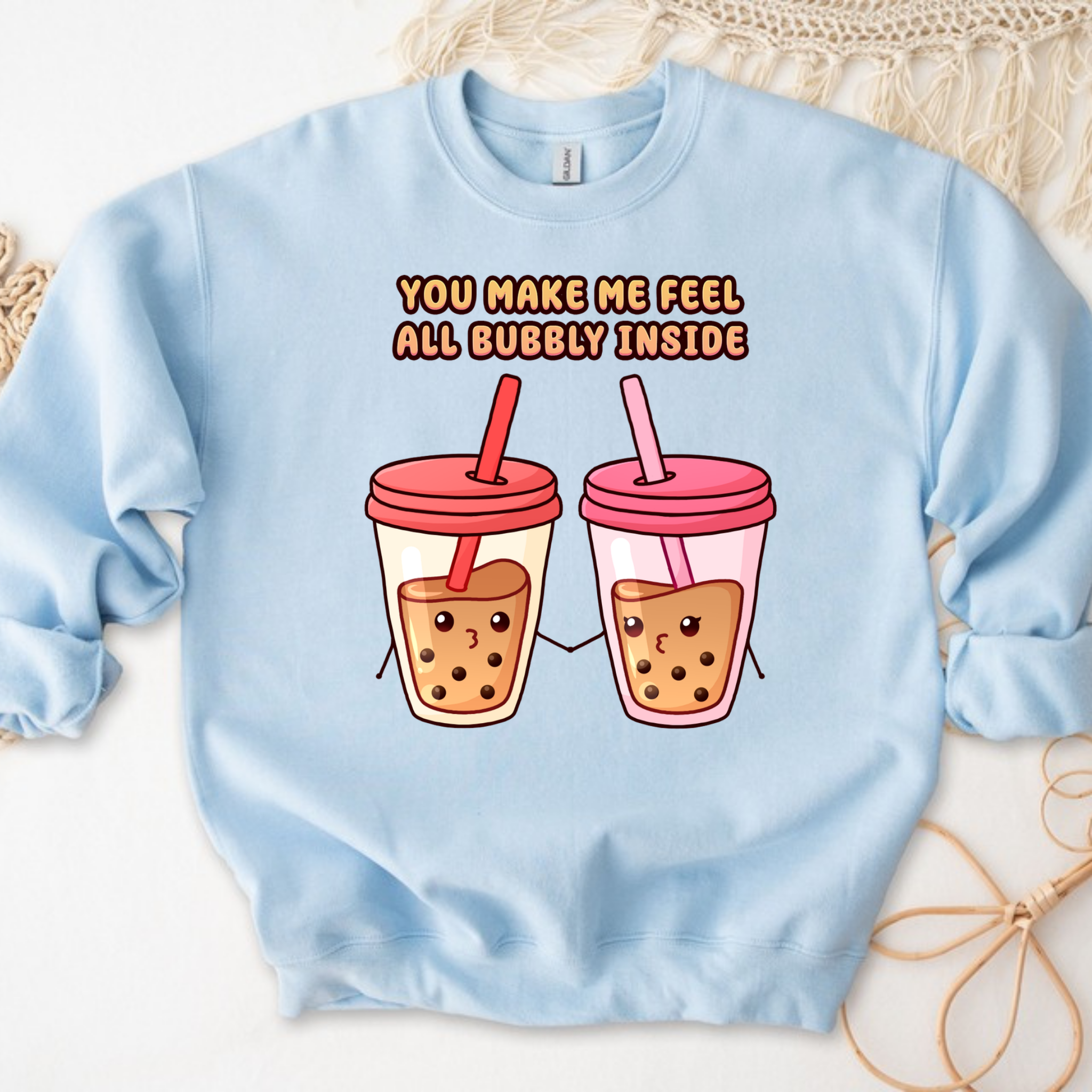 You Make Me Feel All Bubbly Inside Boba Tea Couple Sweatshirt
