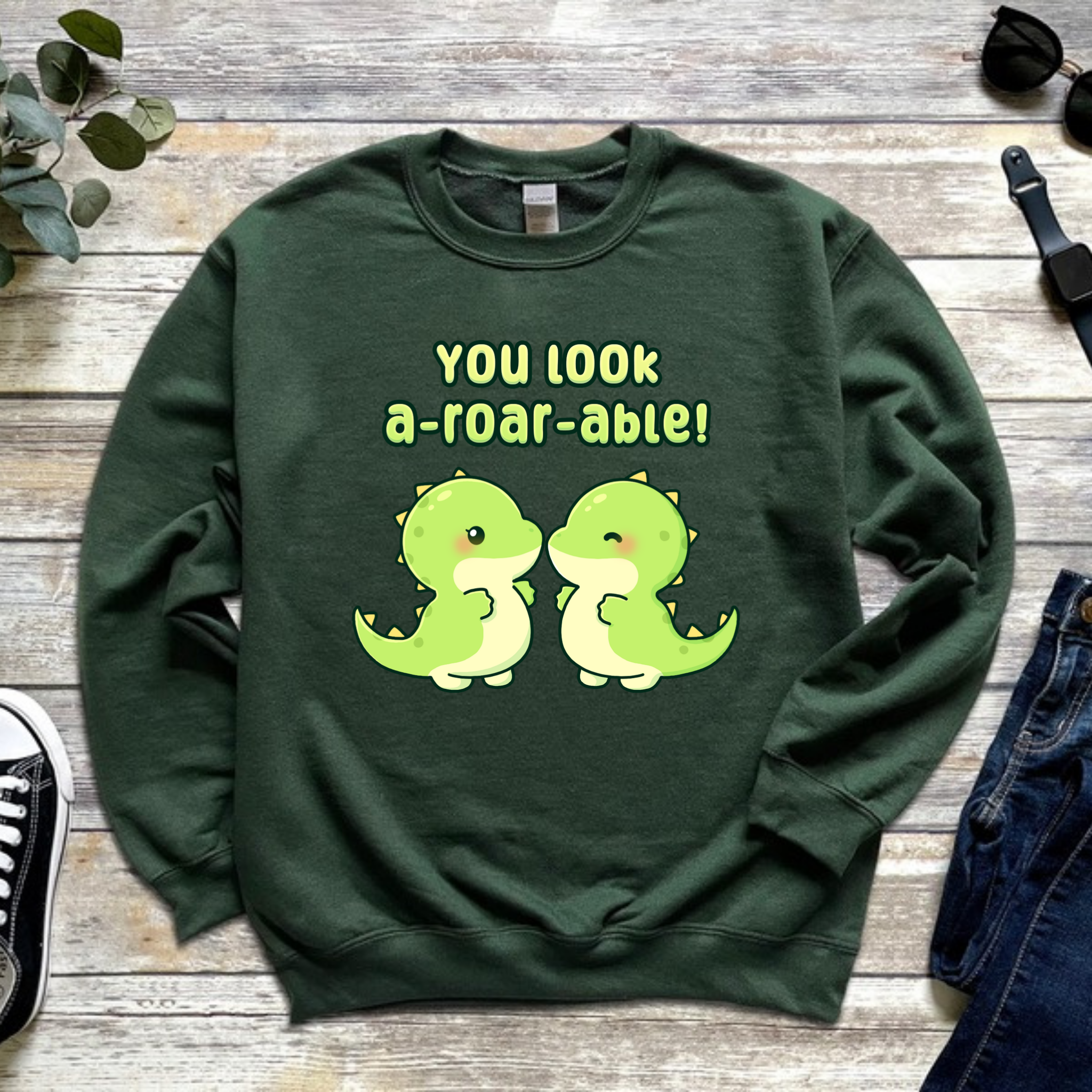 You Look A-Roar-Able! Dinosaur Couple Sweatshirt