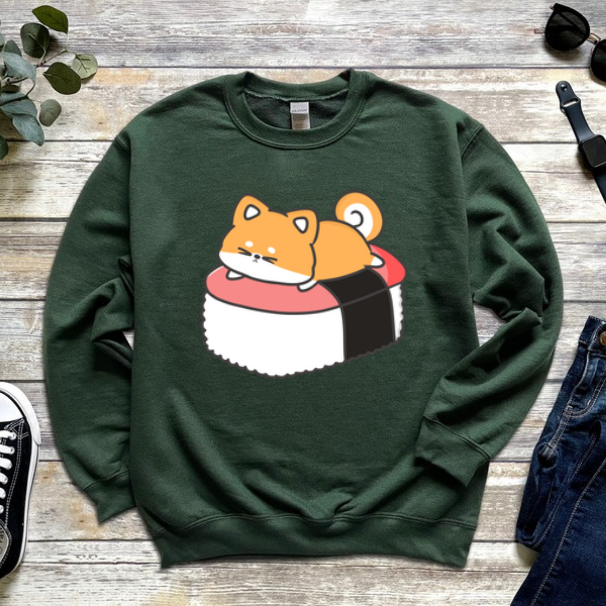 Puppy on Sushi Bed Sweatshirt