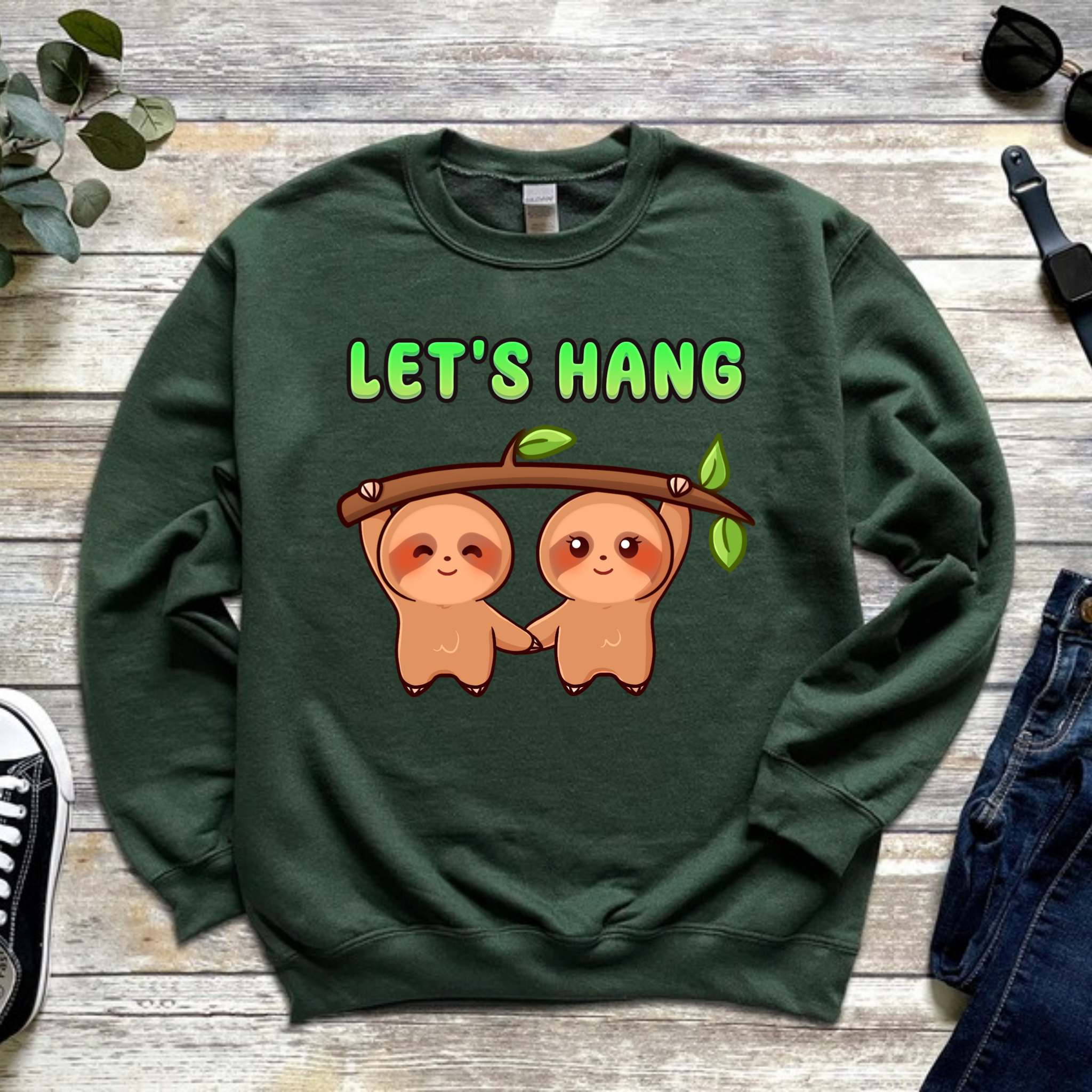 Let's Hang Sloth Couple Sweatshirt