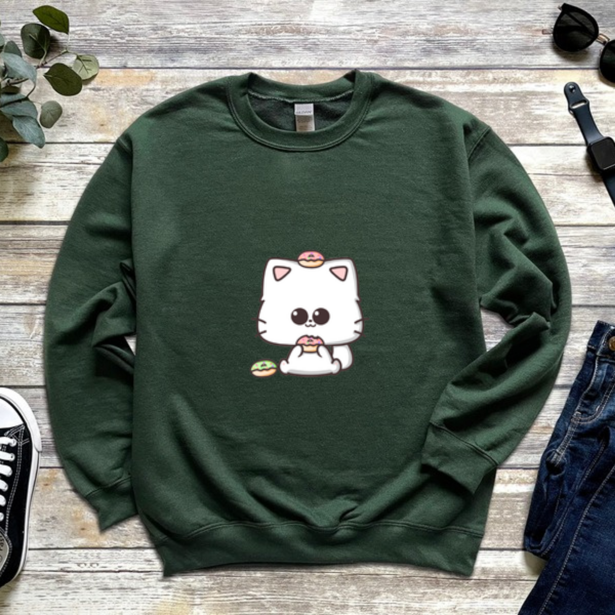 Kitten Eating Donuts Sweatshirt