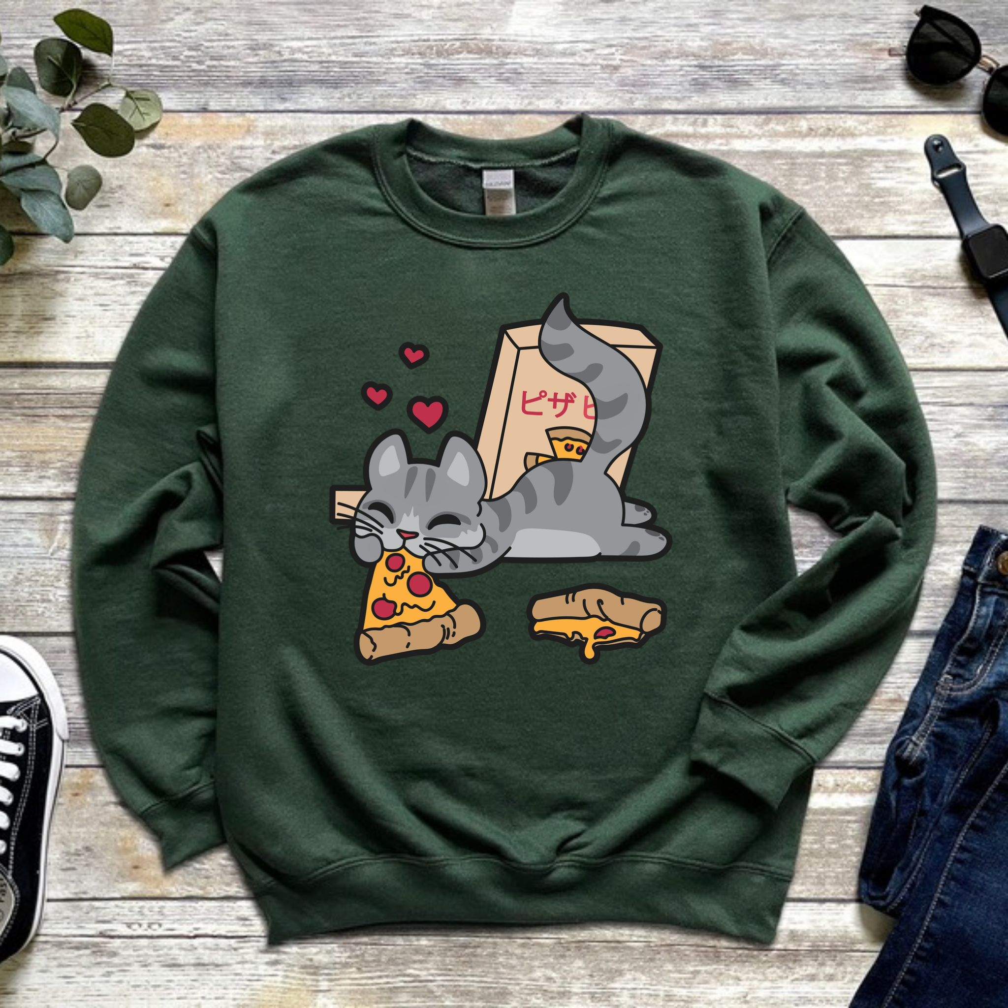 Cat Eating Pizza Sweatshirt