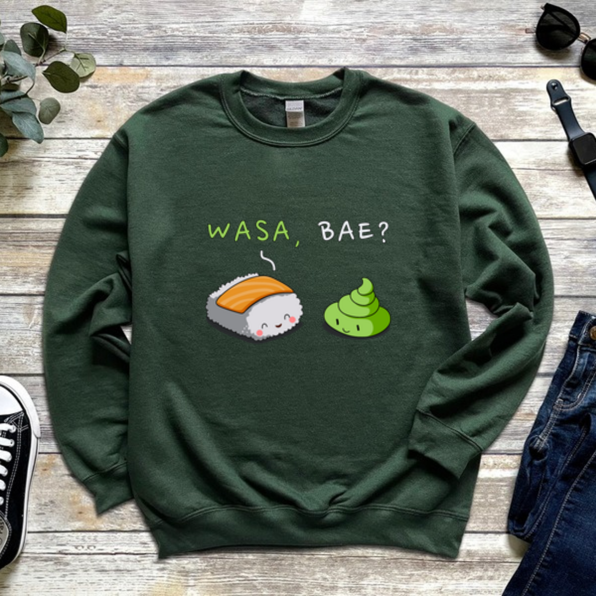 Wasa, Bae? Sushi and Wasabi Couple Sweatshirt