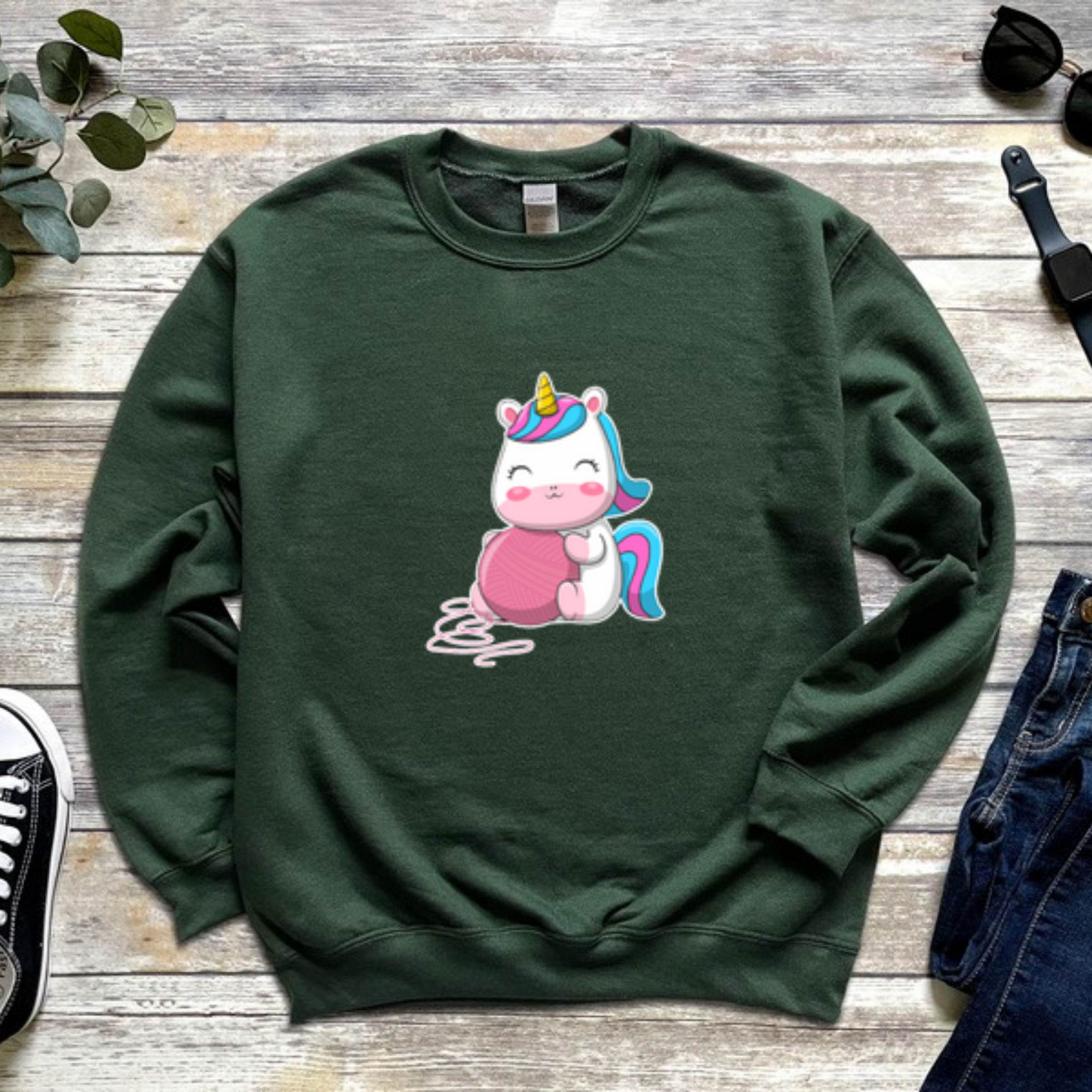Rainbow Baby Unicorn with Yarn Sweatshirt