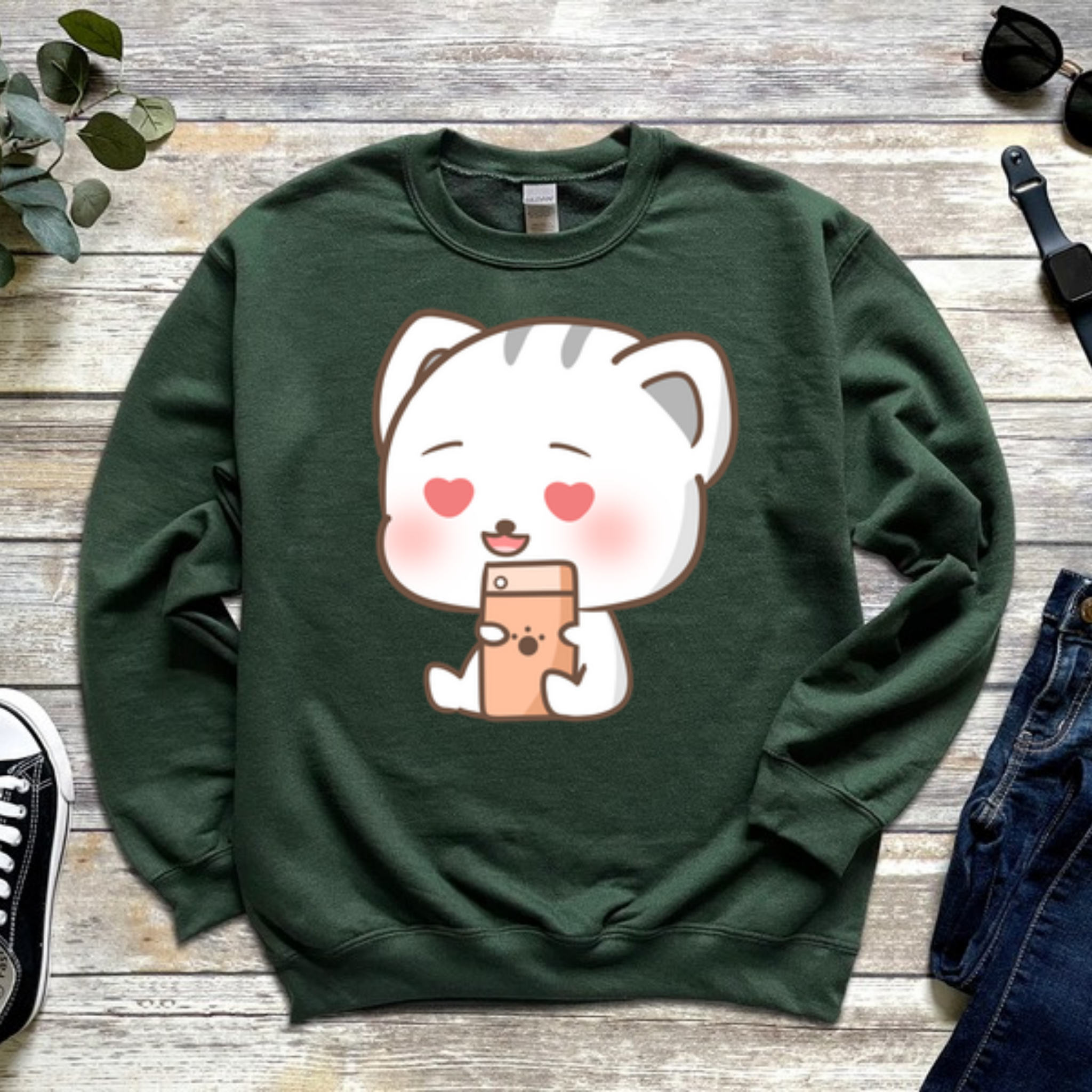 Texting in Love Kitten Sweatshirt