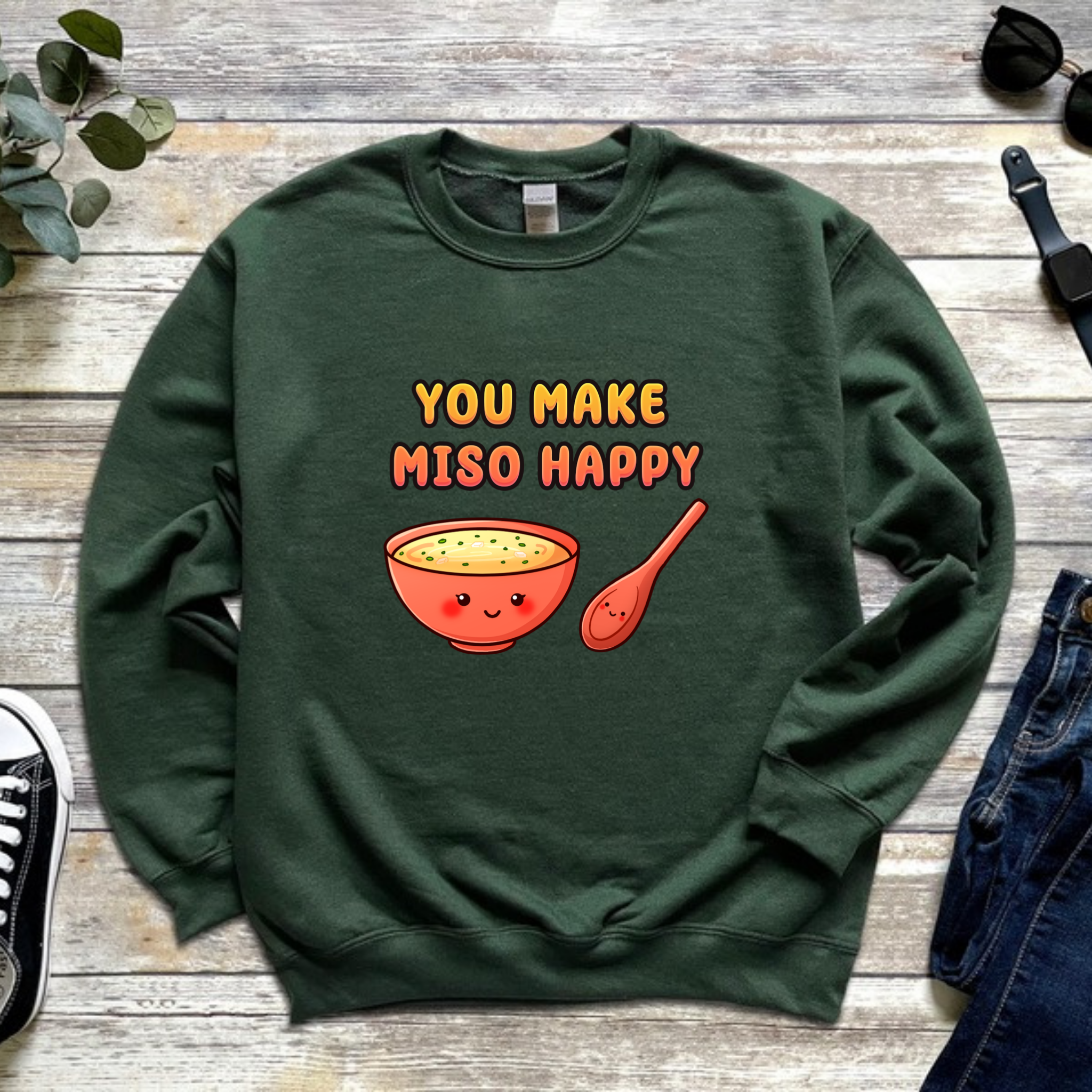 You Make Miso Happy Miso Soup and Spoon Couple Sweatshirt