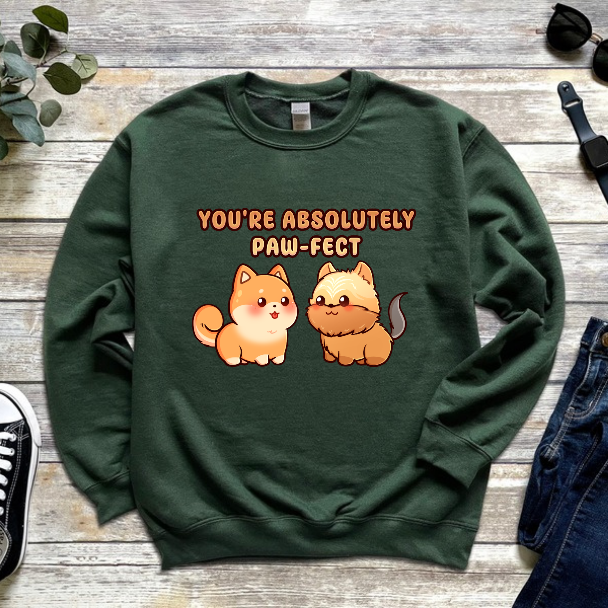 You're Absolutely Paw-fect Dog Couple - Shiba Inu & Yorkshire Terrier Sweatshirt