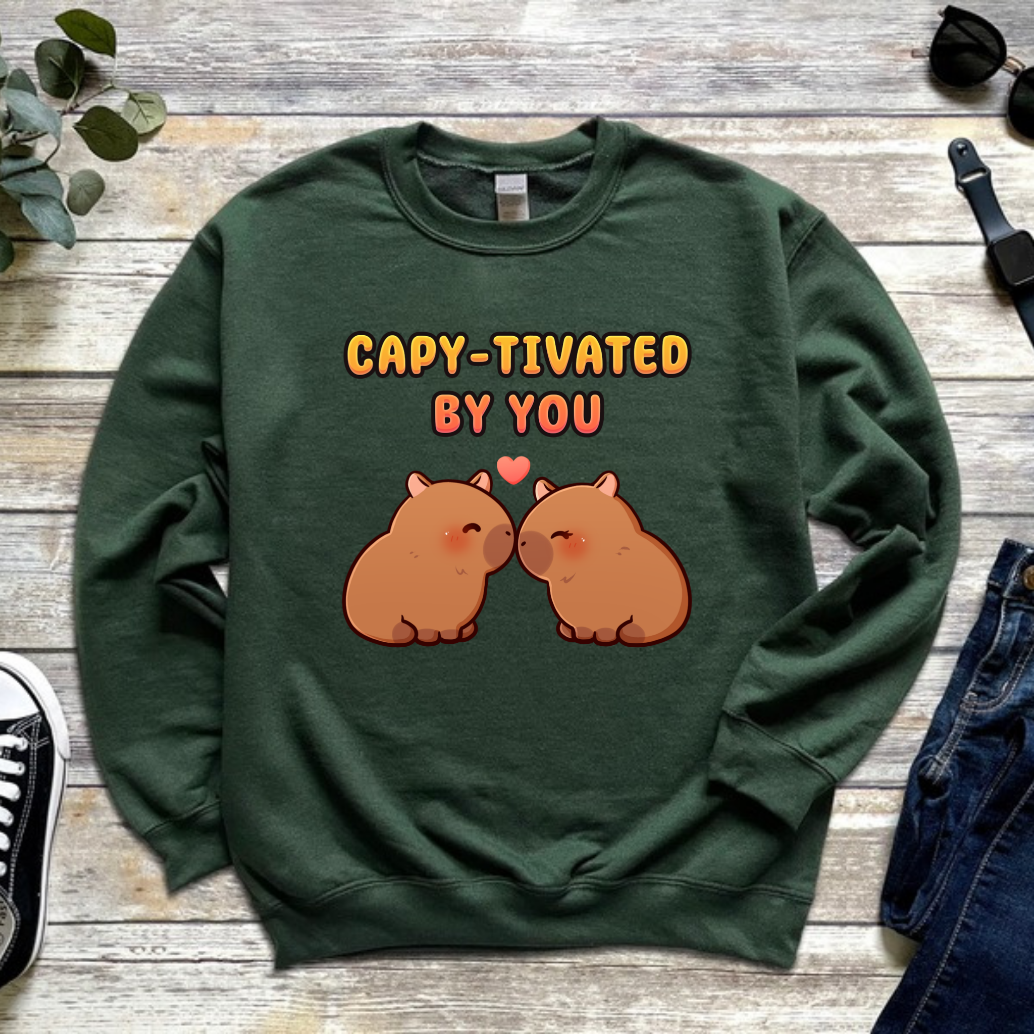 Capy-tivated by You Capybara Couple Sweatshirt