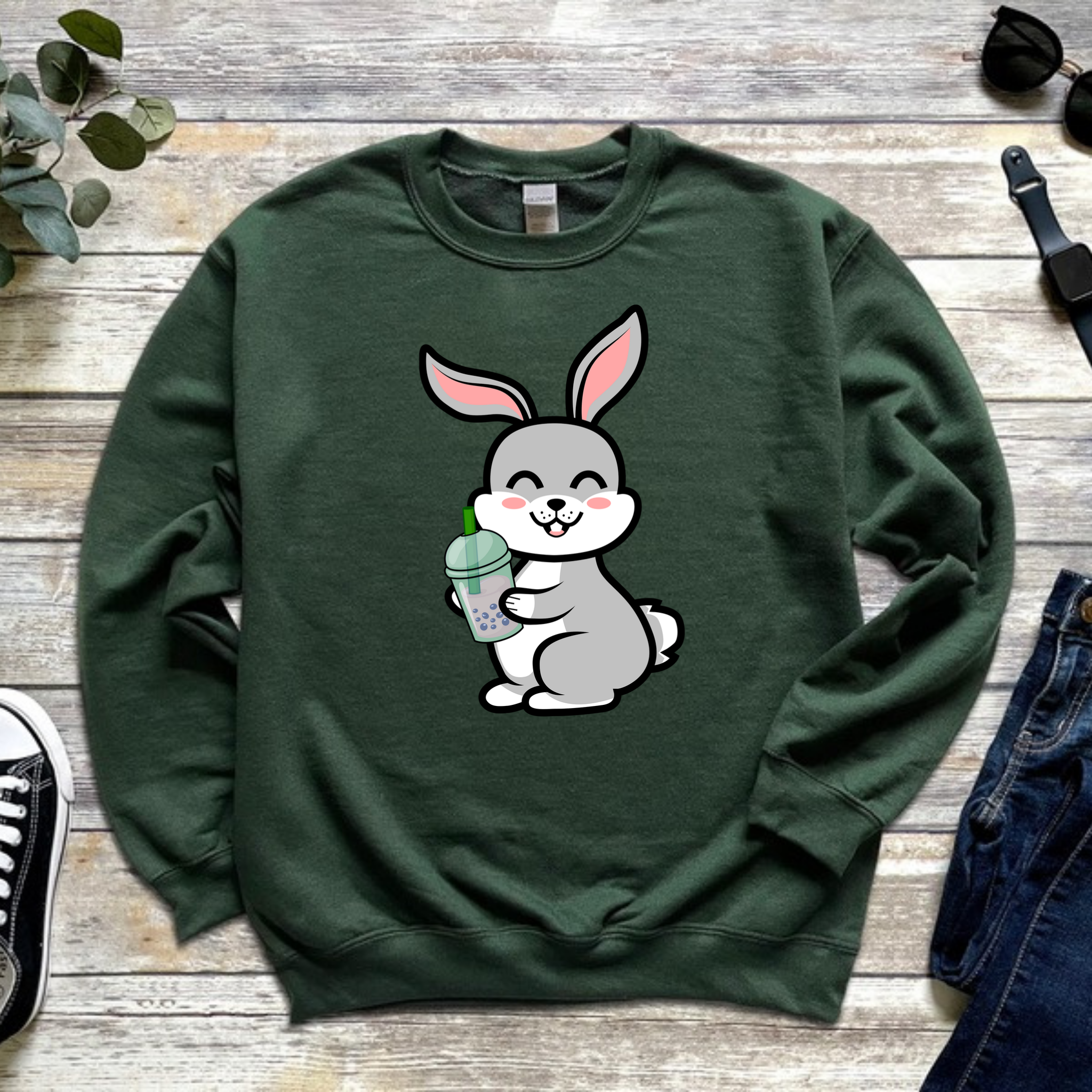 Bunny Rabbit Drinking Boba Sweatshirt