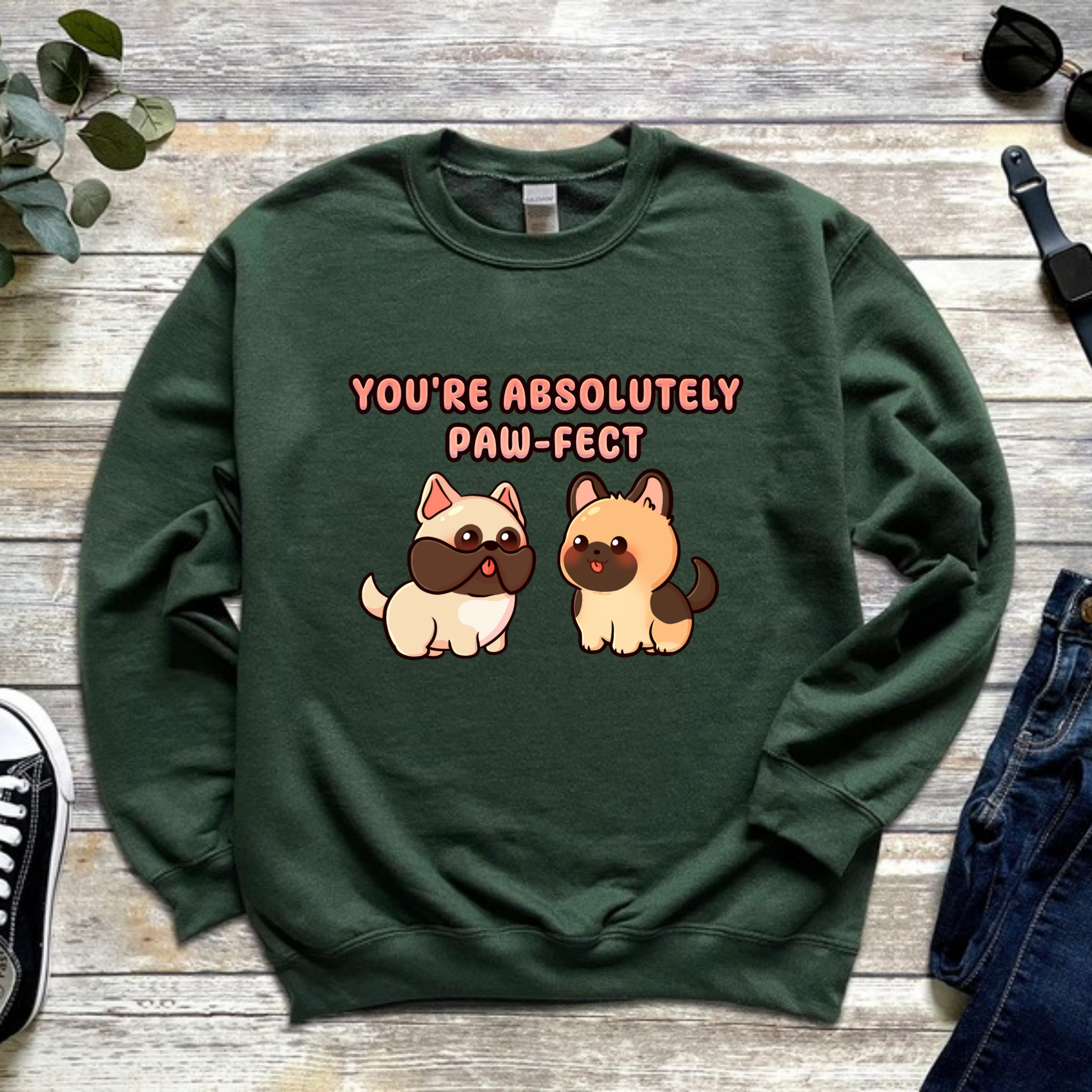 You're Absolutely Paw-fect Dog Couple - French Bulldog & German Shephard Sweatshirt
