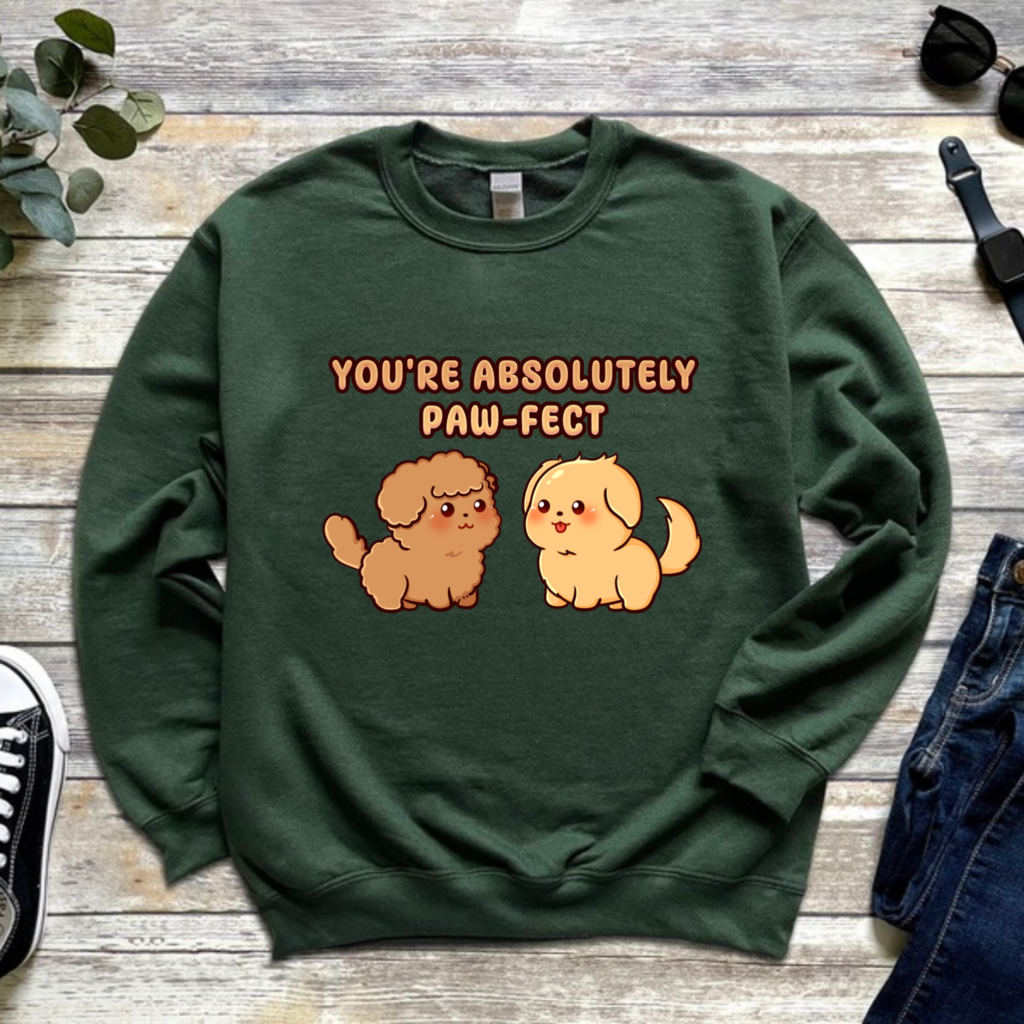 You're Absolutely Paw-Fect Dog Couple - Poodle & Golden Retriever Sweatshirt