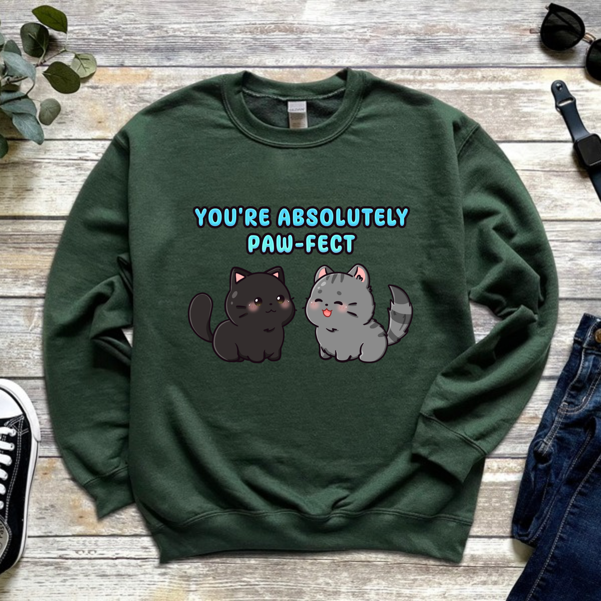 You're Absolutely Paw-Fect Cat Couple Sweatshirt