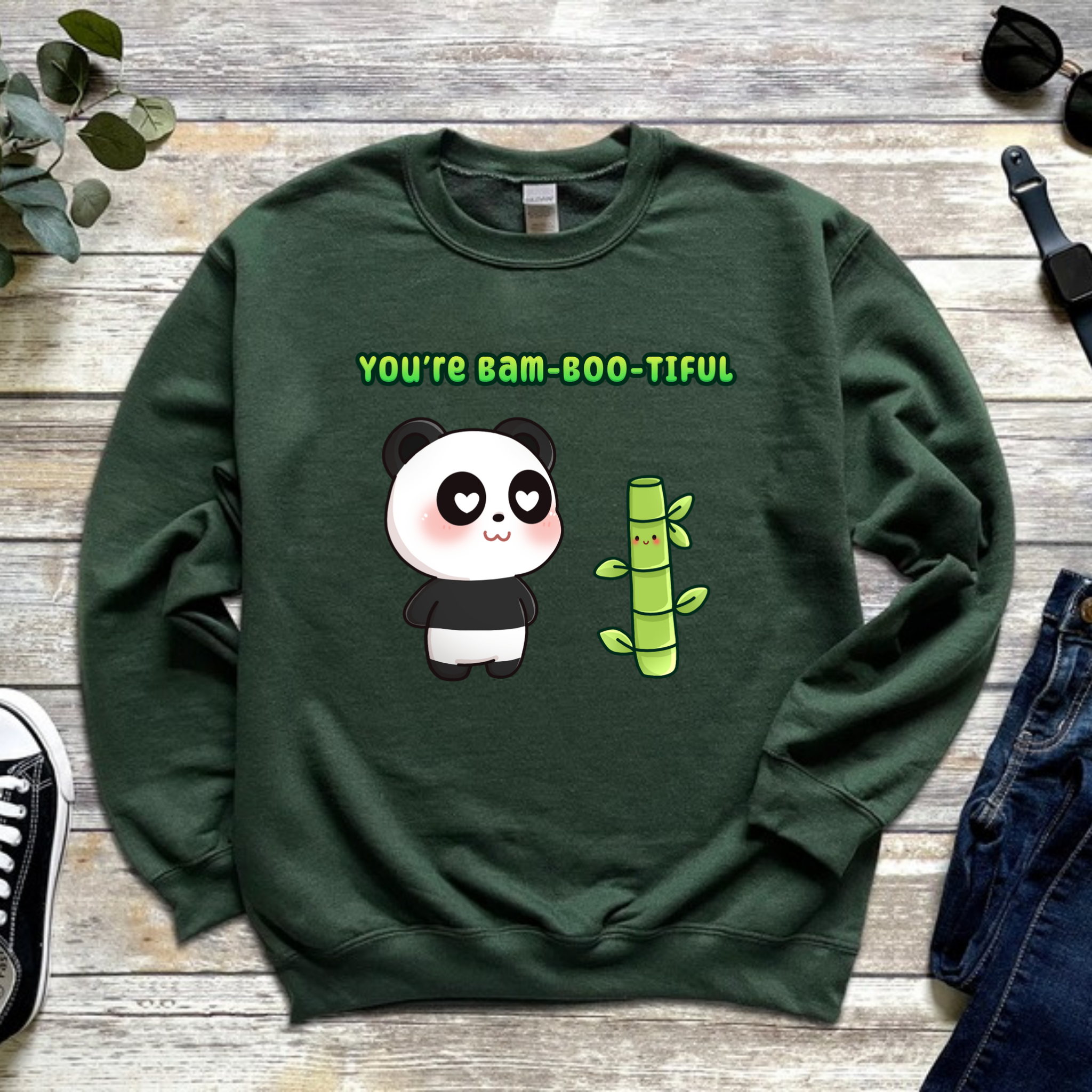 You're Bam-Boo-Tiful Panda and Bamboo Couple Sweatshirt