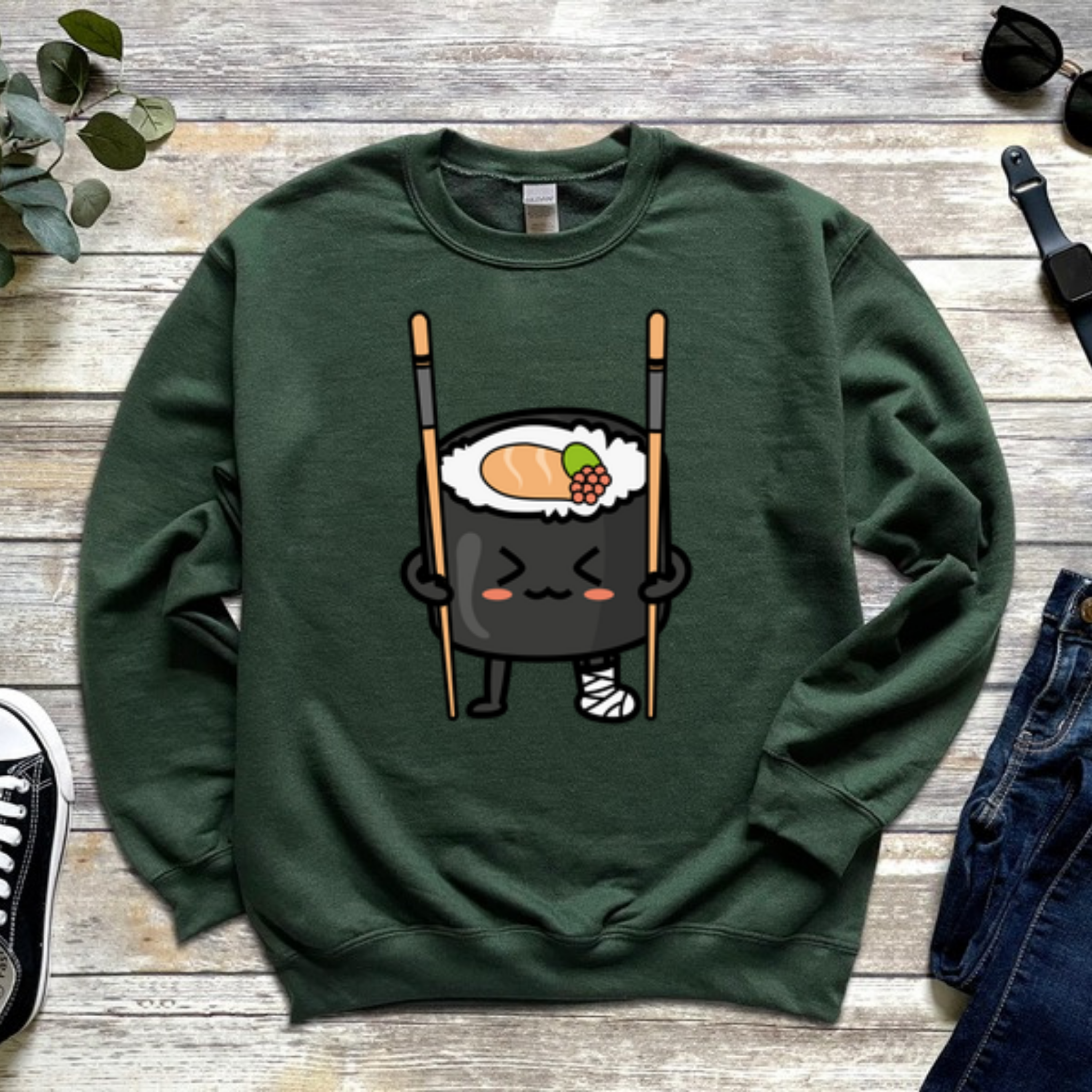 Sushi on Chopstick Crutches Sweatshirt