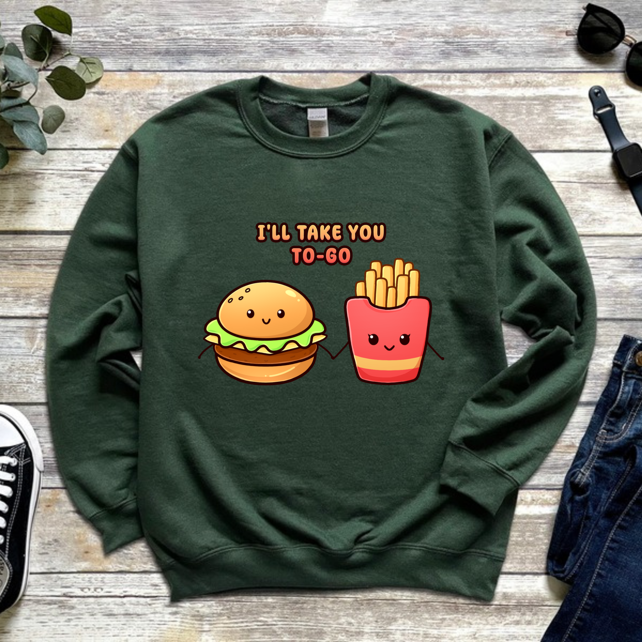 I'll Take You To-Go Burger and Fries Couple Sweatshirt