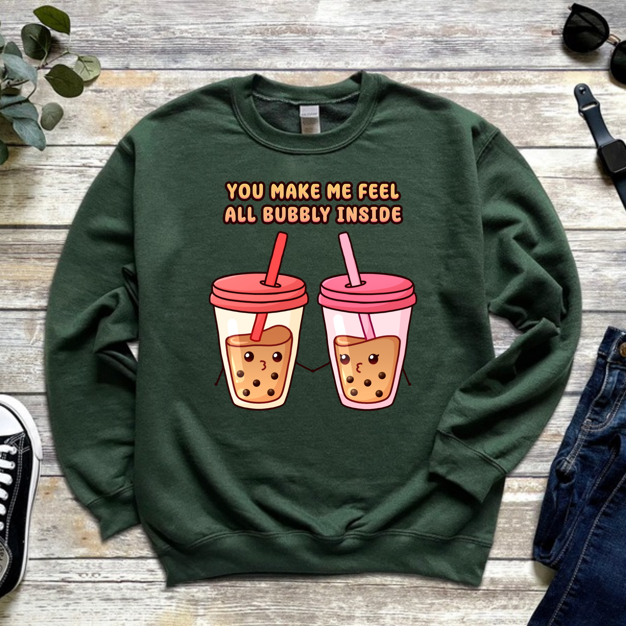 You Make Me Feel All Bubbly Inside Boba Tea Couple Sweatshirt