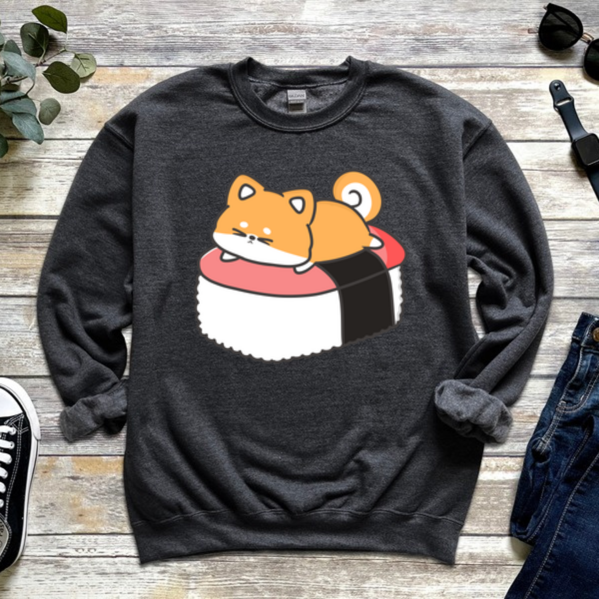 Puppy on Sushi Bed Sweatshirt