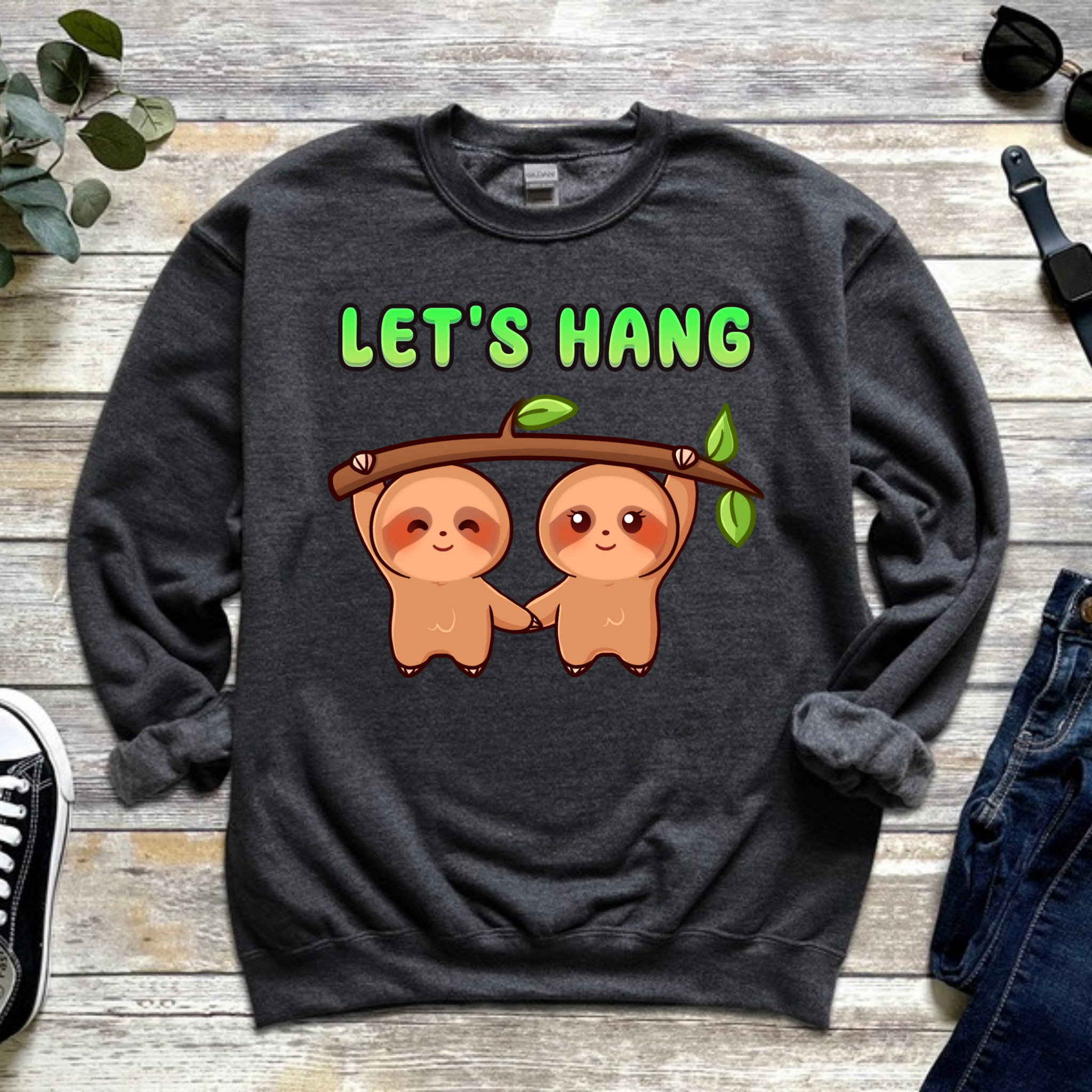 Let's Hang Sloth Couple Sweatshirt